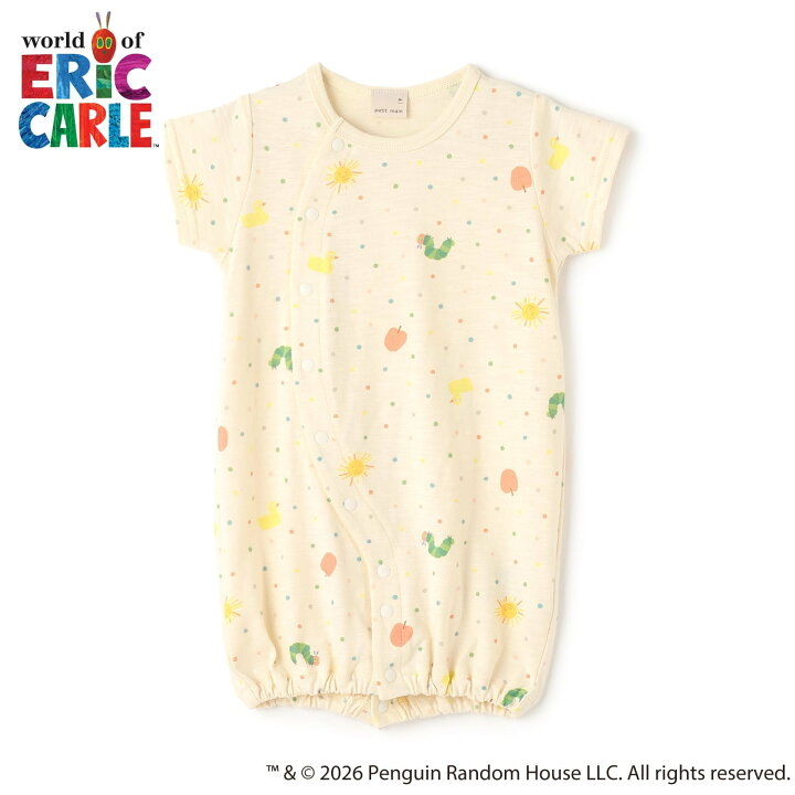 🇯🇵預訂 日本直送🇯🇵Petit Main x 好餓的毛毛蟲系列兩色滿印新生兒短袖連身服睡袋2Way