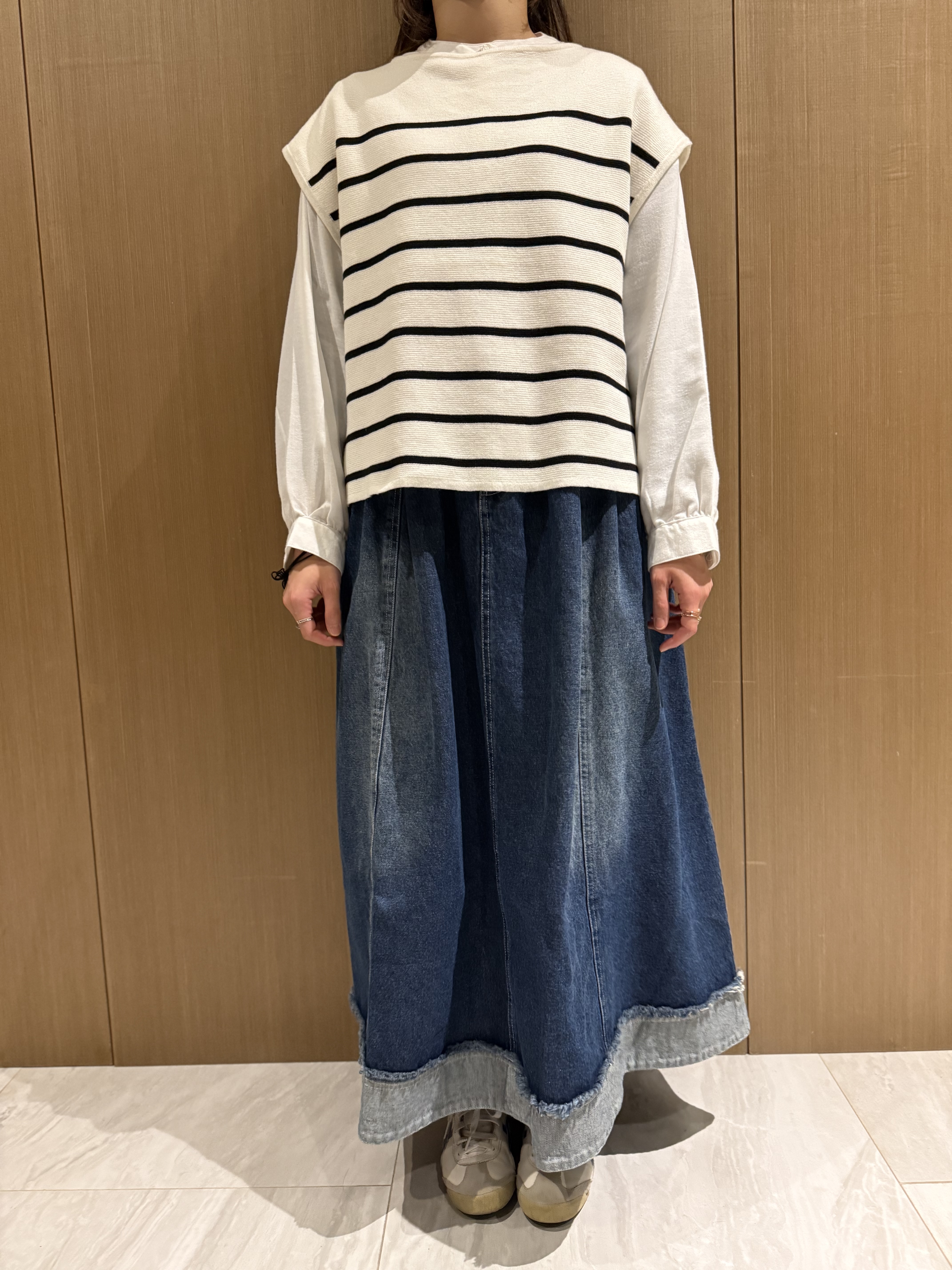 造舊拼布牛仔裙