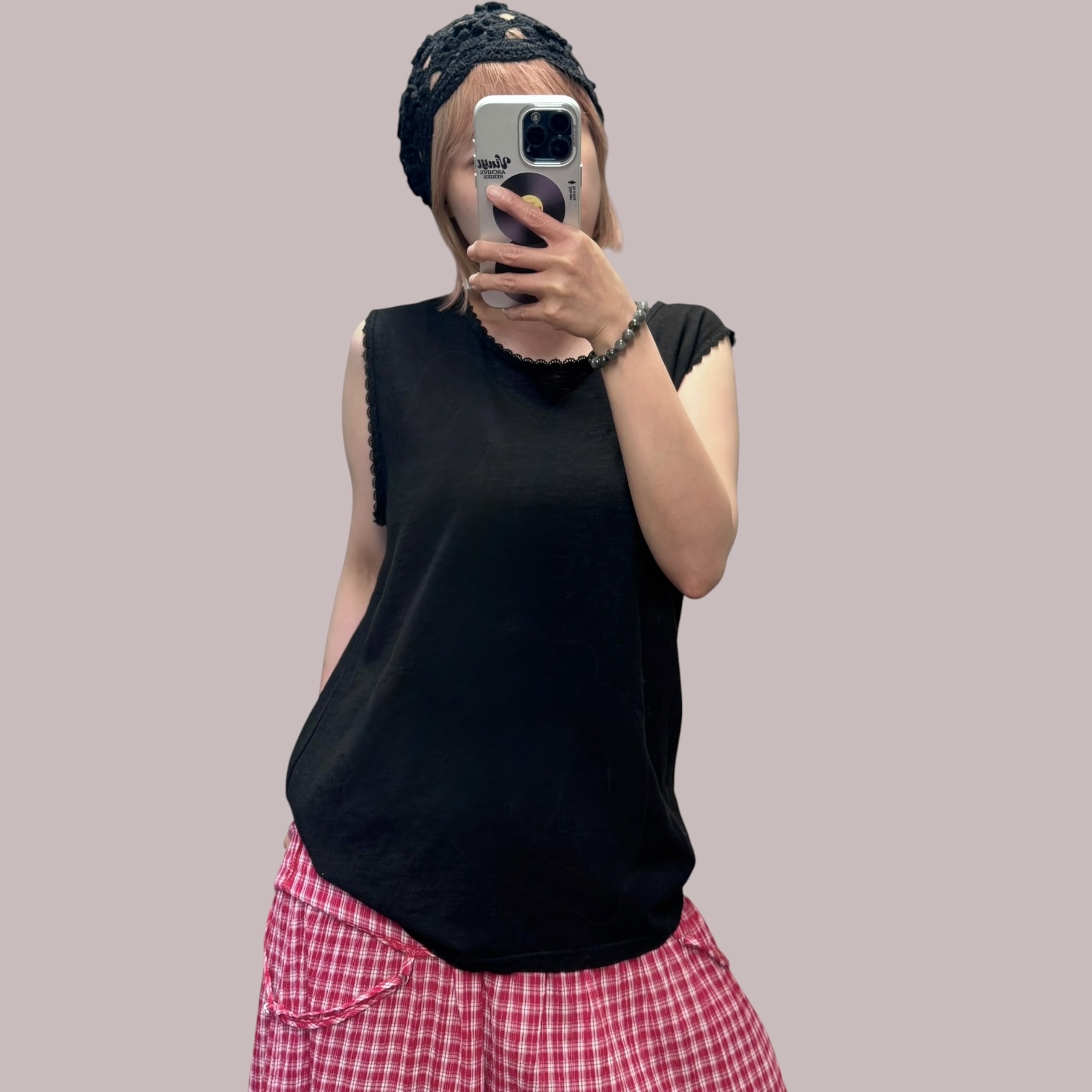 221259Lace邊淨色背心