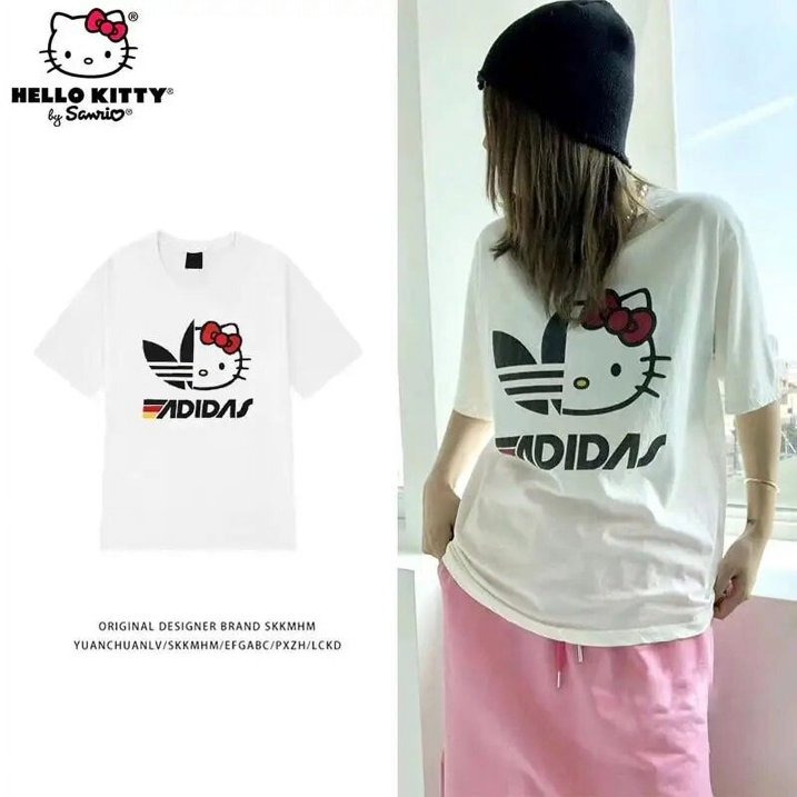 Adidas × Hello Kitty Logo印花短袖Tee 
