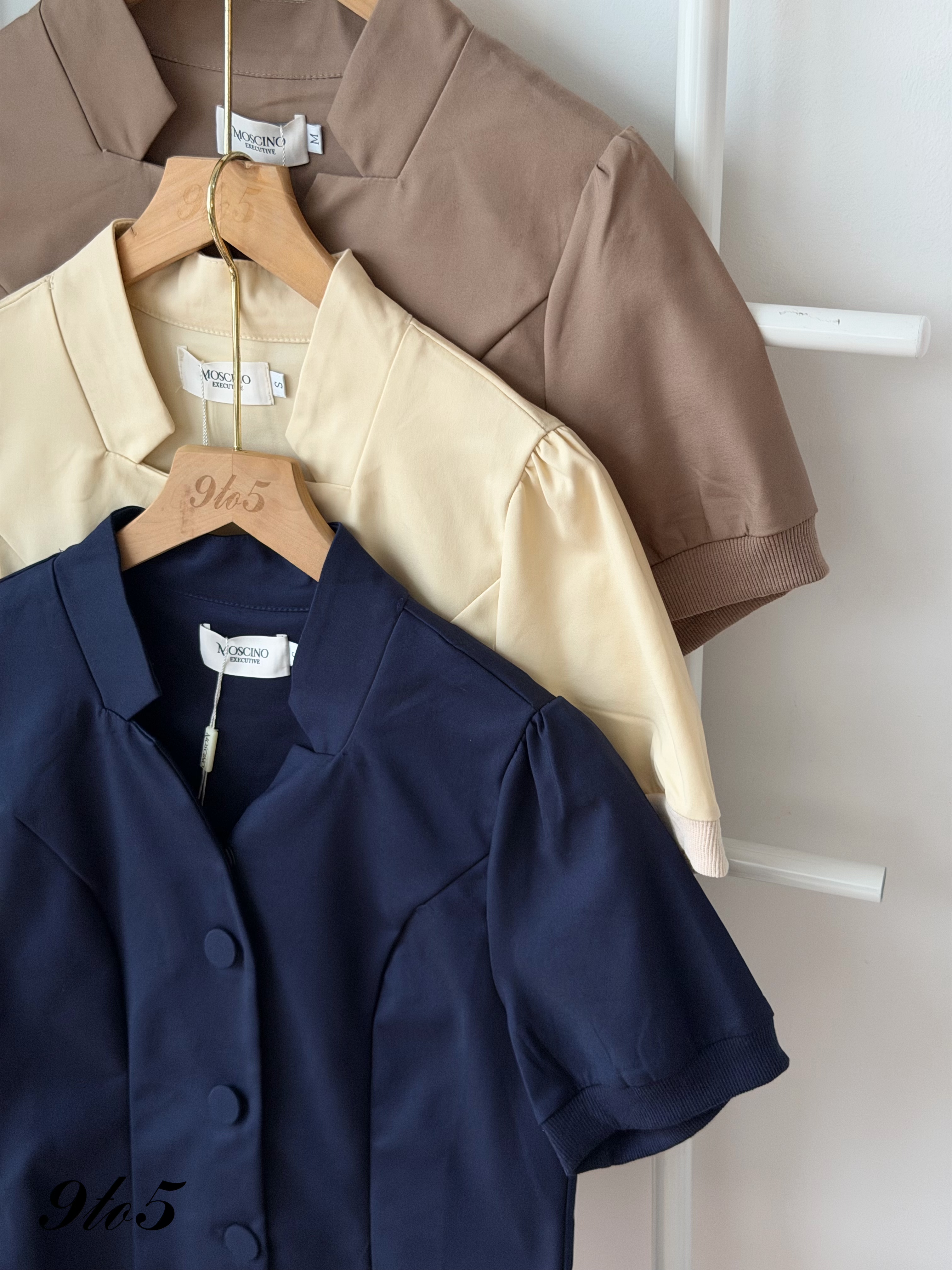 T4473 Puff Sleeve Diamond Neck Blouse - 3 Colors 