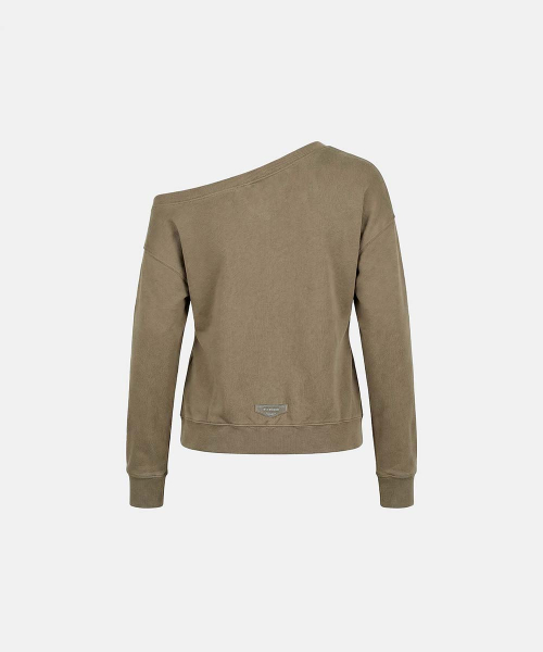 BS Soft Terry Off-the-Shoulder Sweatshirt - Tobacco