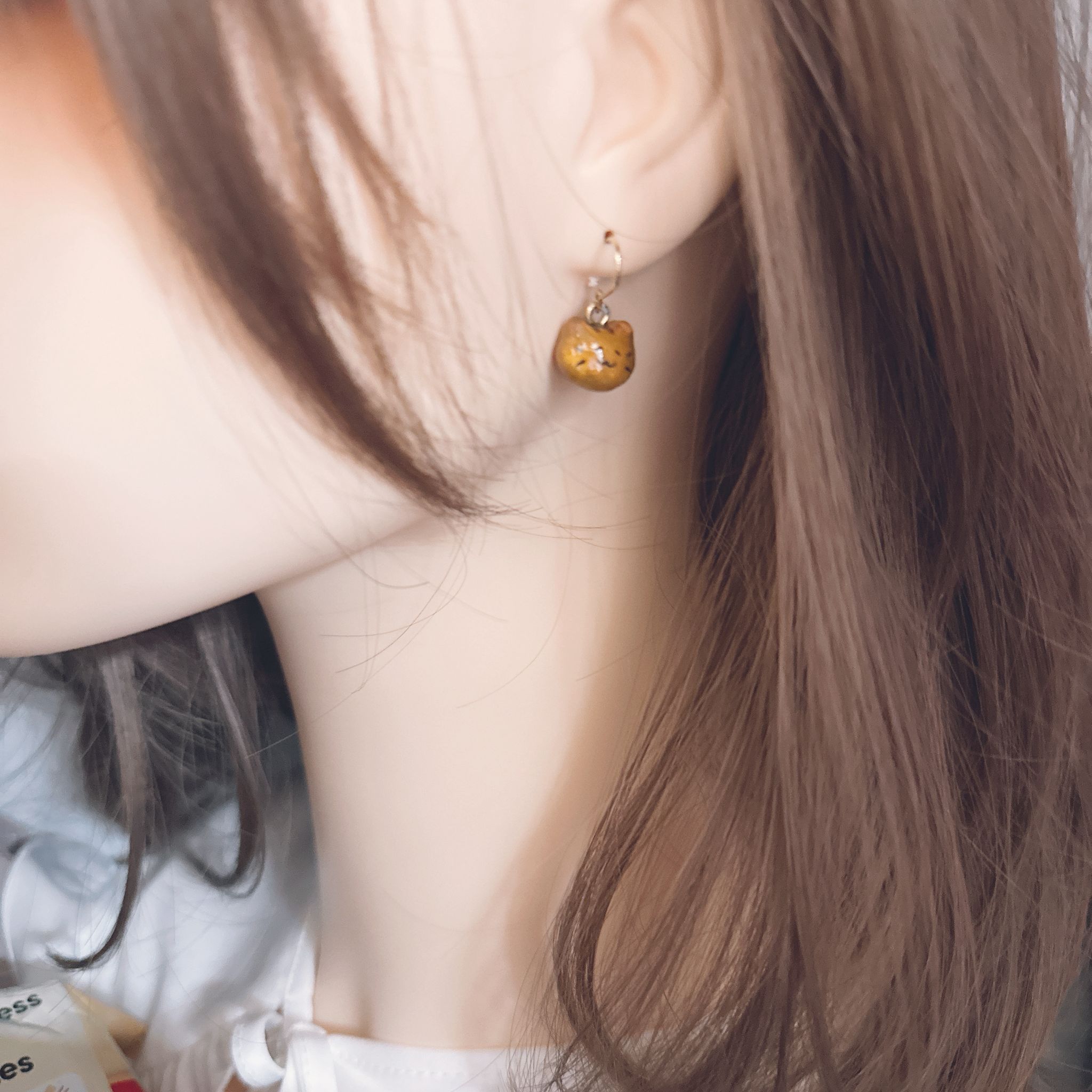 手繪迷你貓貓小饅頭耳環