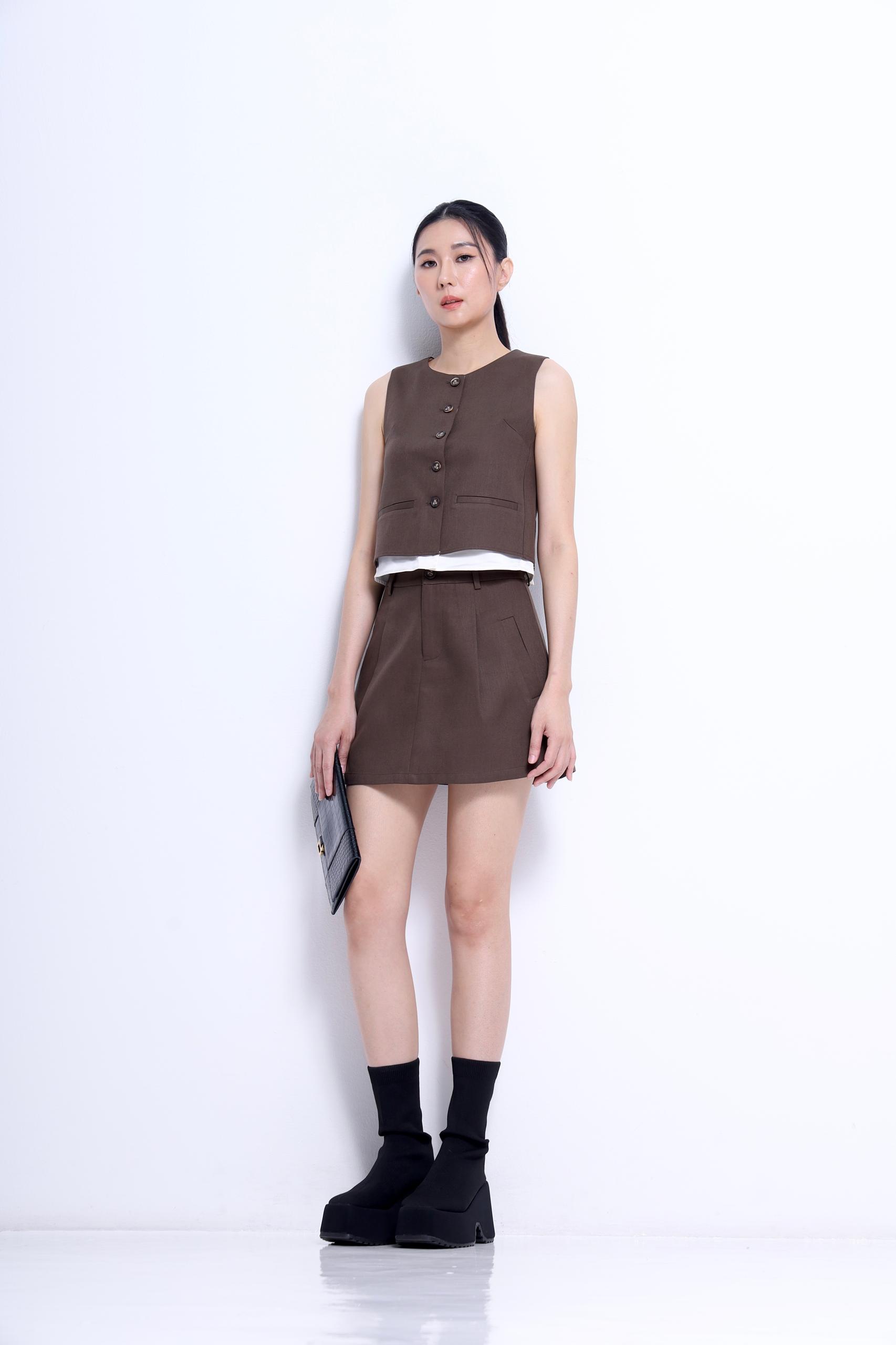 CB2778 + CS1438 Button Front Vest & Mini Skort Set