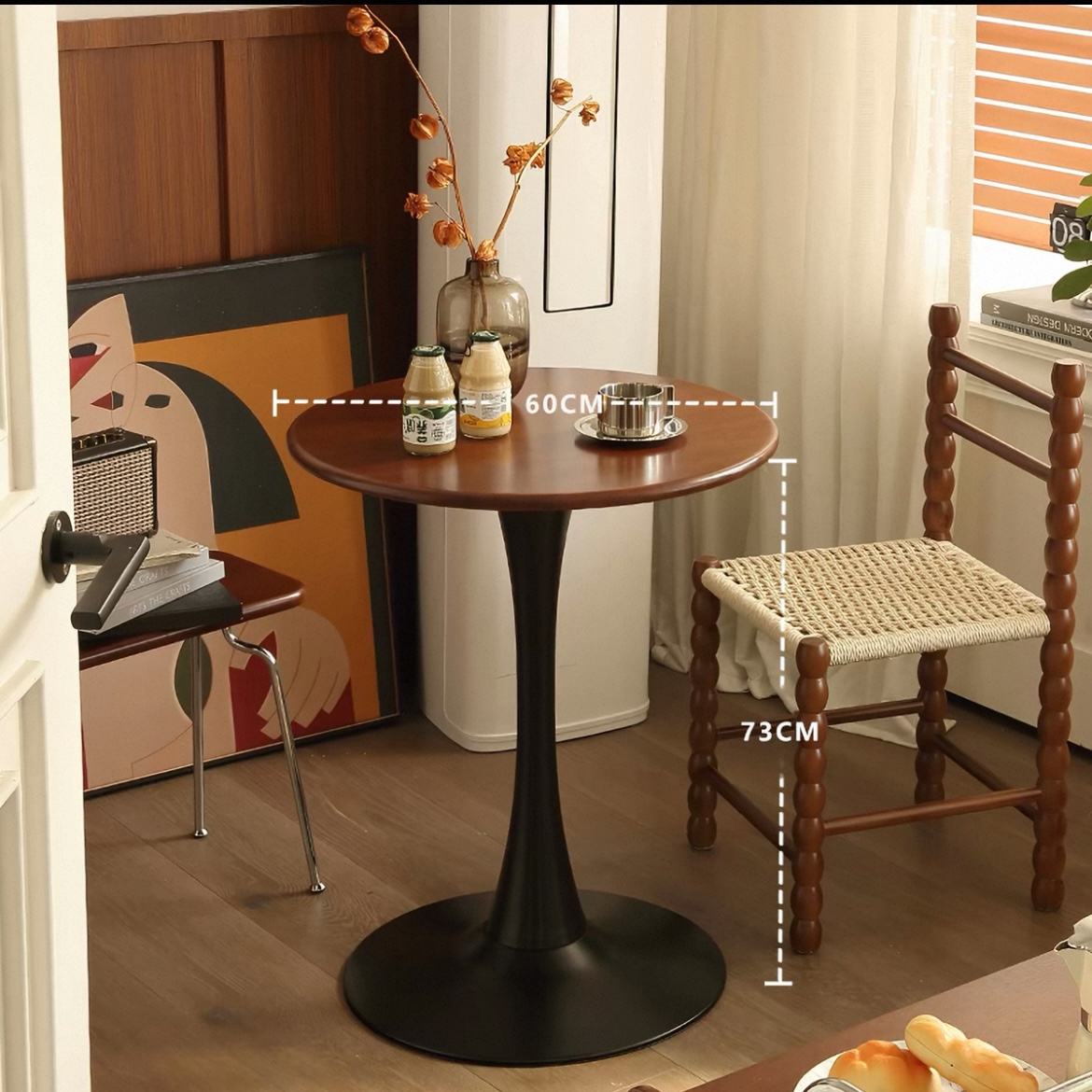 實木中復古圓形餐枱椅組合 北歐風 客廳陽台咖啡茶幾 細單位家用 Dining table
