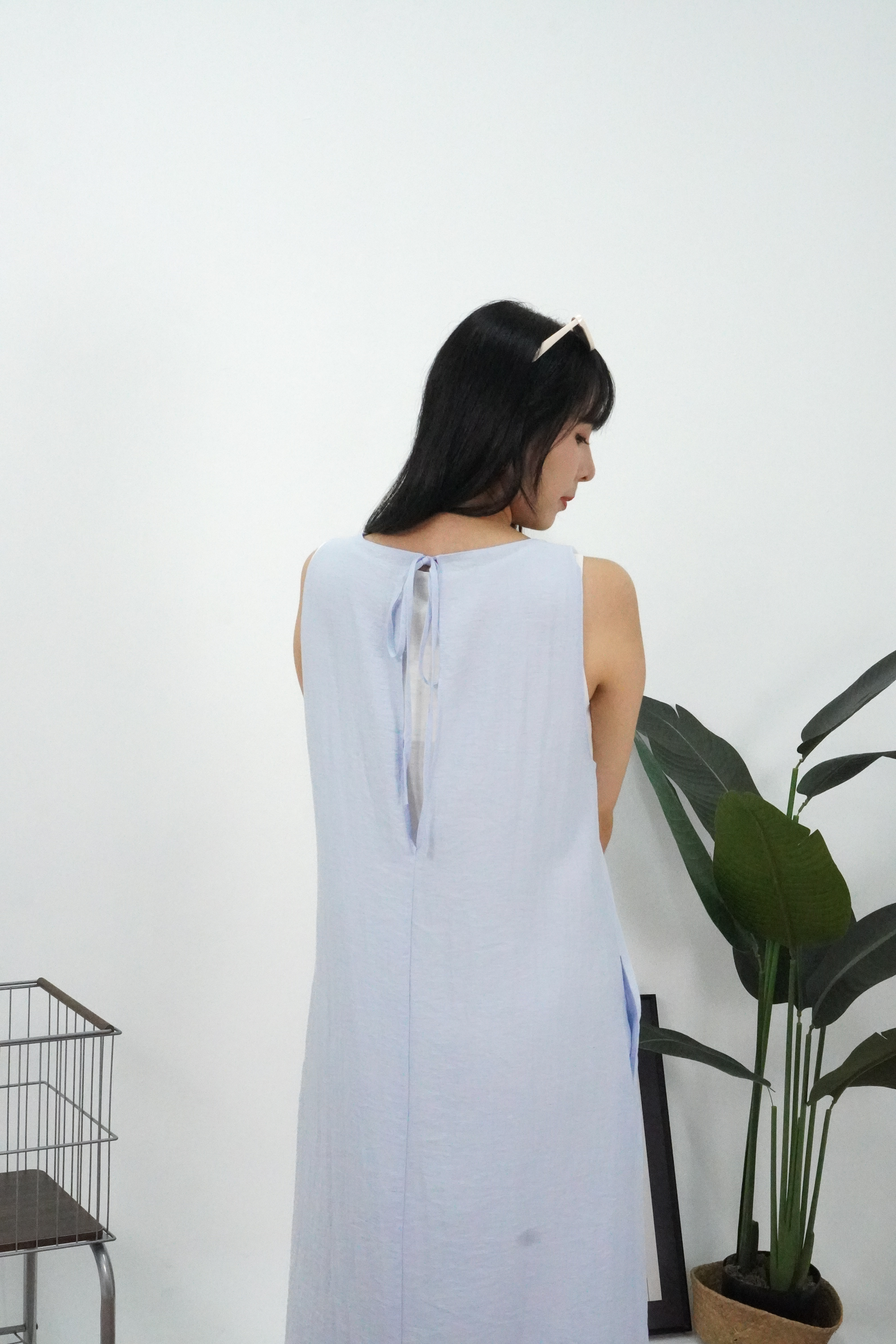 棉麻宽松无袖两件套连衣裙