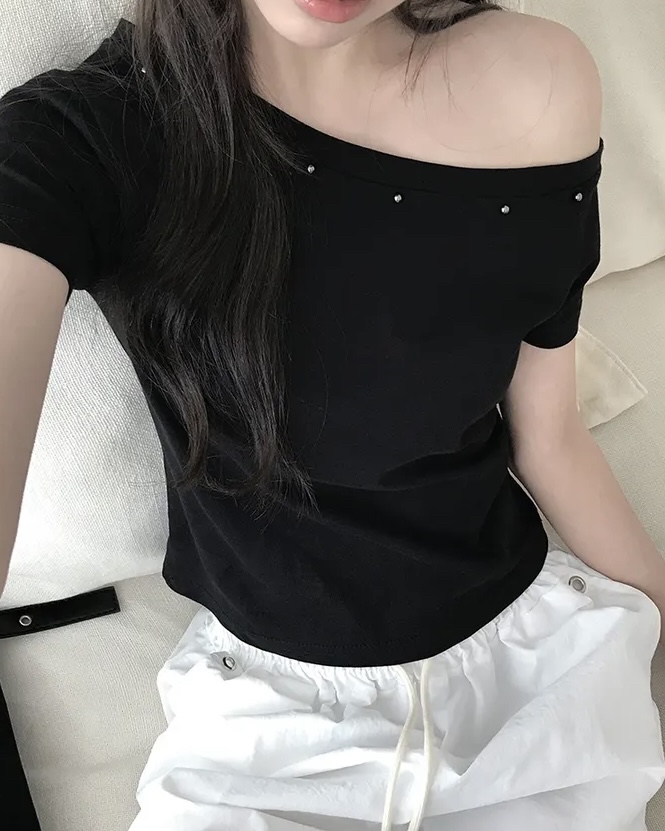 Asymmetric Studded Crop Top