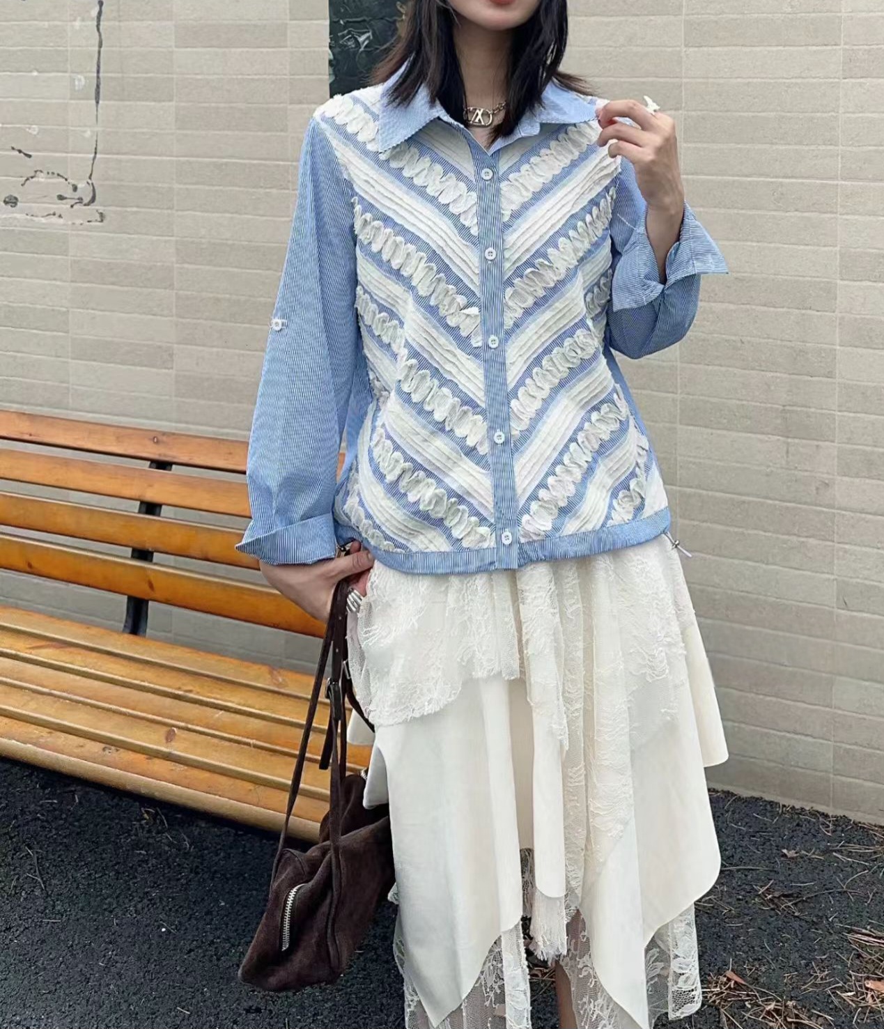 工藝花邊束脚上衣(M38寸胸/L40寸/XL42寸)