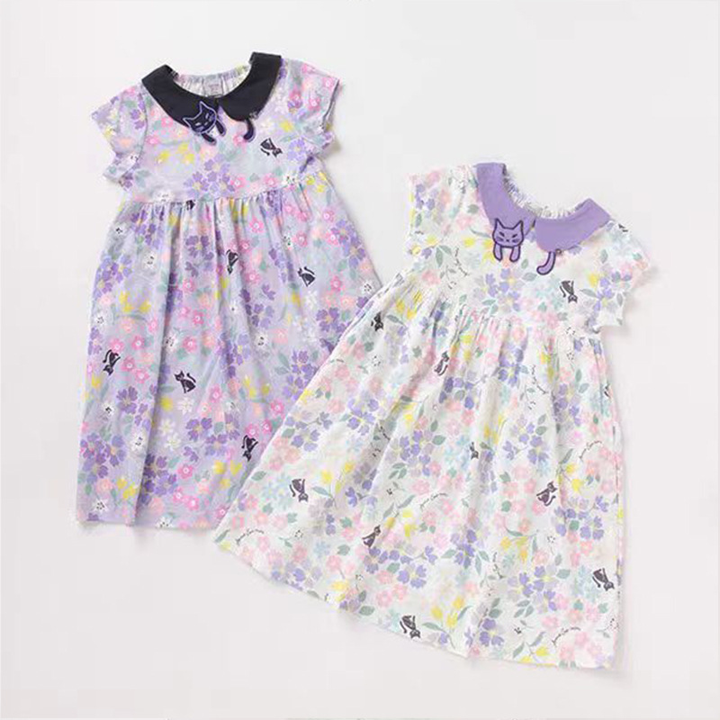 日單 AS MINI 女童貓貓碎花連身裙 -1件