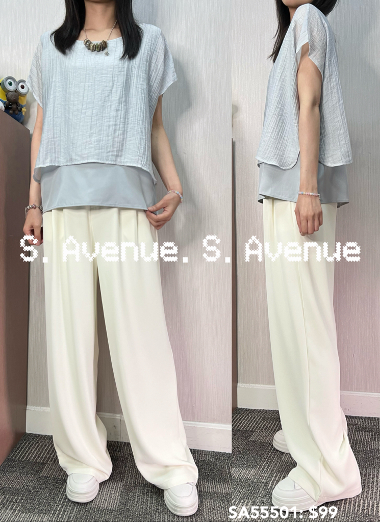 SA55501: 短袖兩層雪紡top