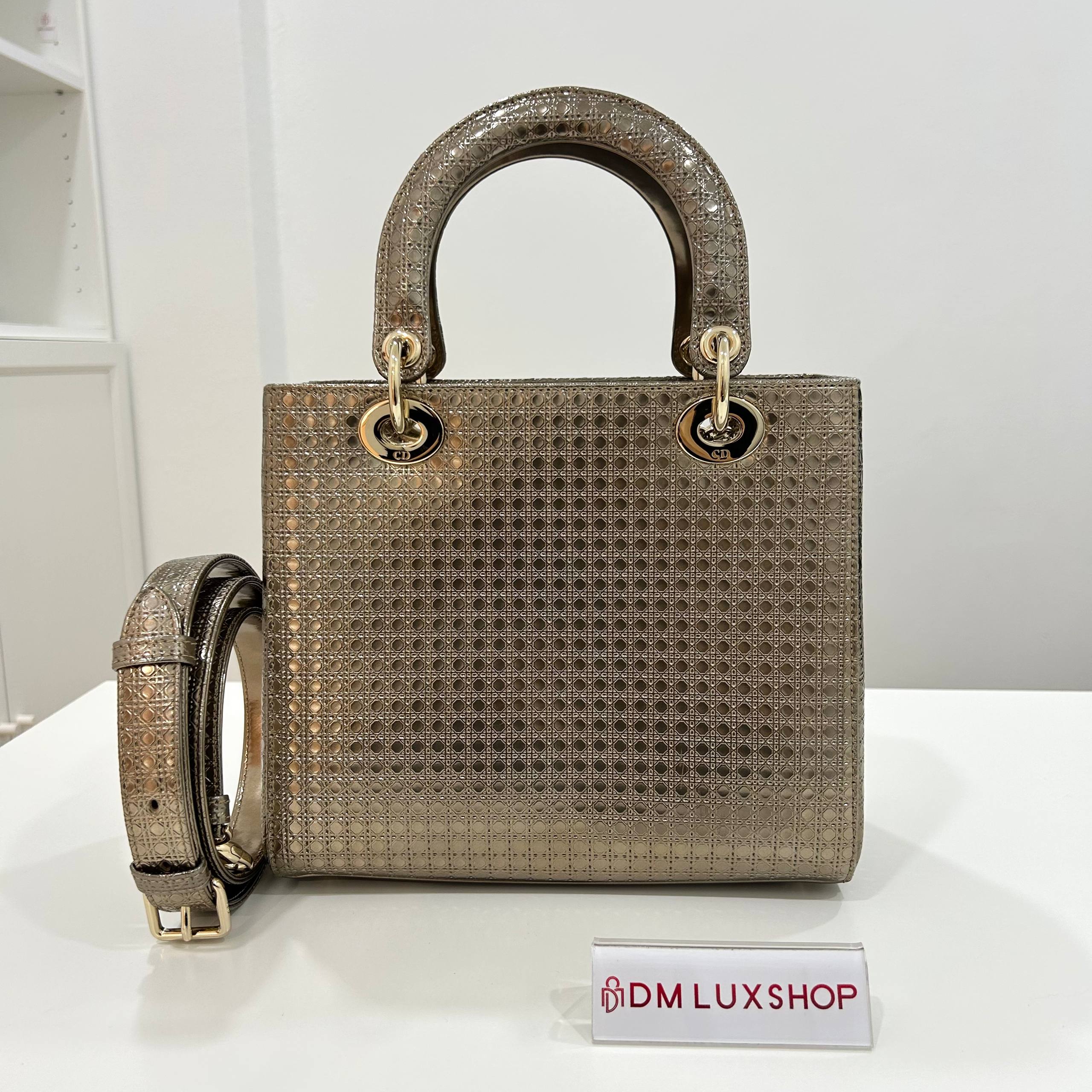 Dior Lady Dior Metallic Medium Champagne GHW