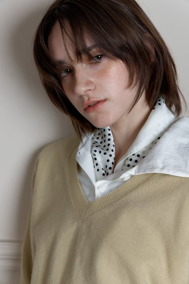 Polka dot silk scarf #sf04