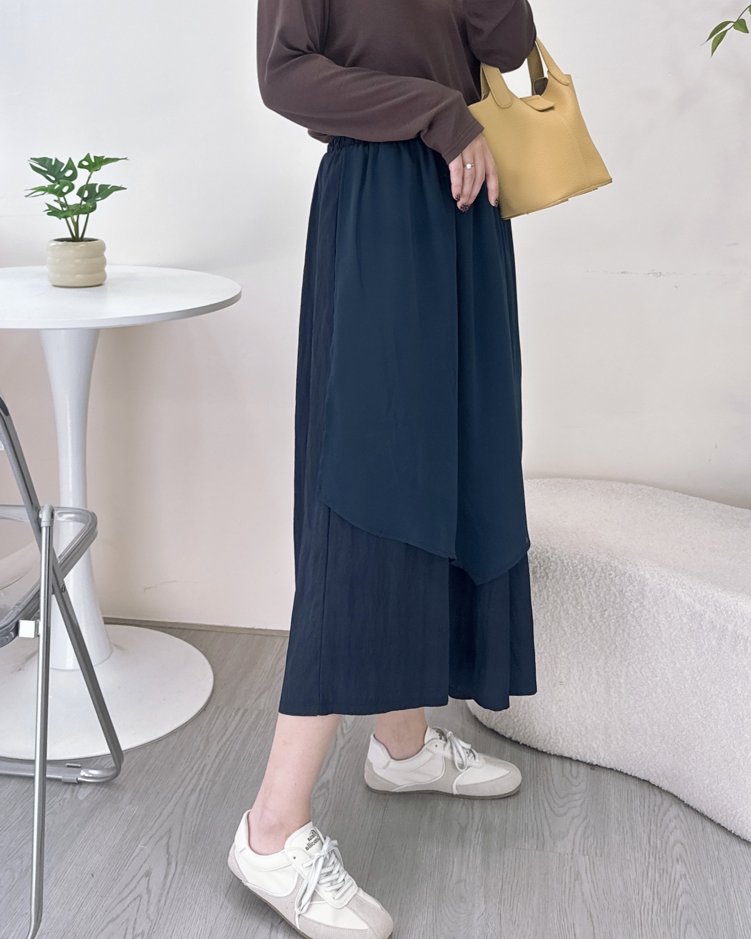 舒服薄身拼雪紡裙褲 3色