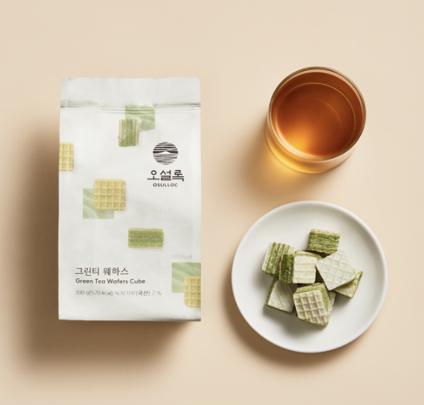 韓國直送 韓國 OSULLOC 香濃綠茶威化餅 100g/包｜Green Tea Wafers Cube