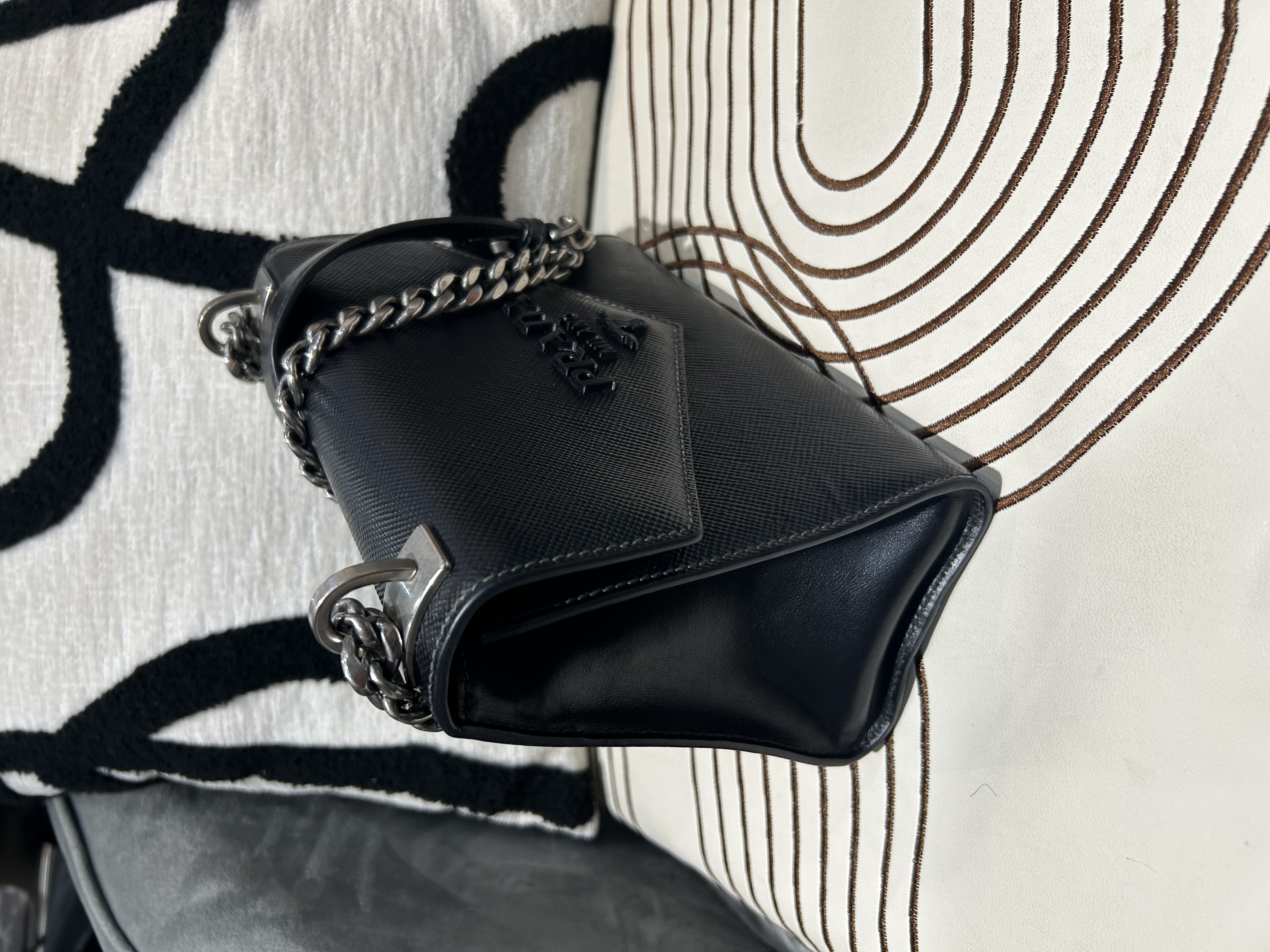 Prada Flap Crossbody Bag So Black Calfskin