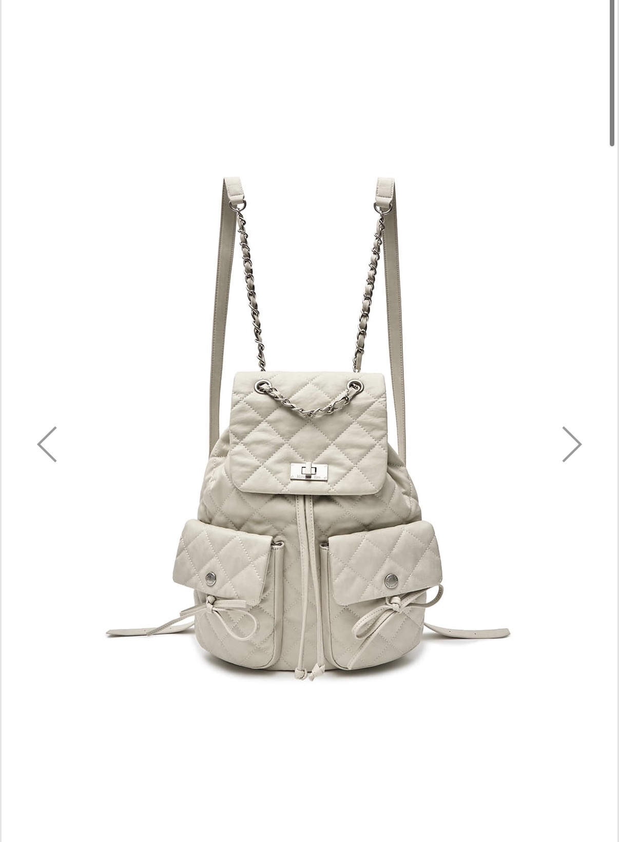 MATIN KIM特價場 DOUBLE POCKET QUILTING BACKPACK IN LIGHT BEIGE