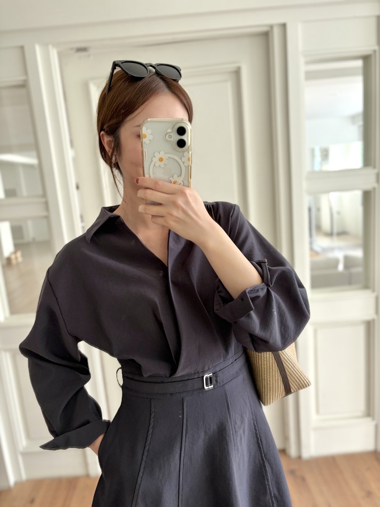 The Madeleine Belted Dress (Charcoal)