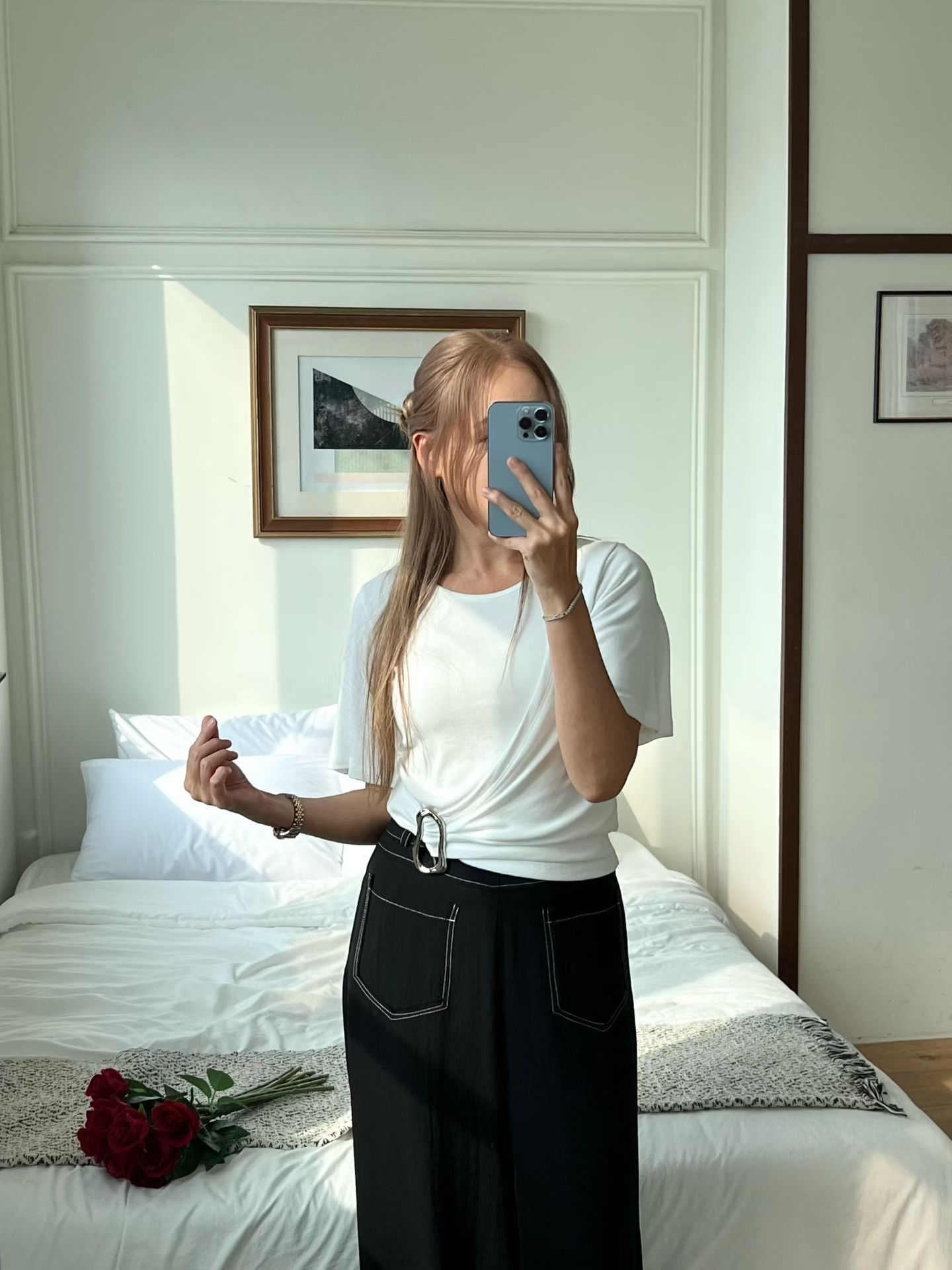 B6 金屬環收腰短 T