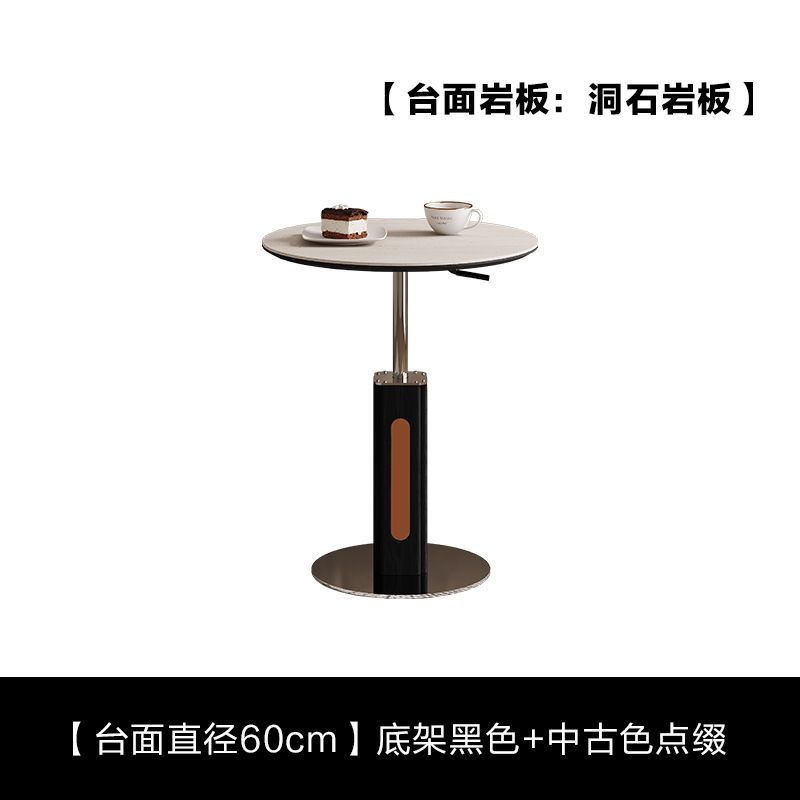 可移動升降茶几 沙發邊几角几 家用小圓桌 洞石岩板客廳茶几桌 小戶型coffee table