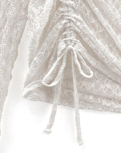 抽繩蕾絲上衣 [fo2137]