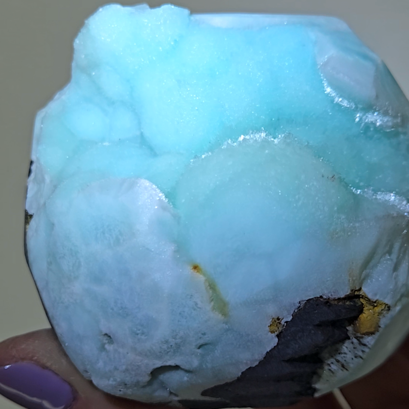 Blue aragonite with botryoidal bubble formations - AR55