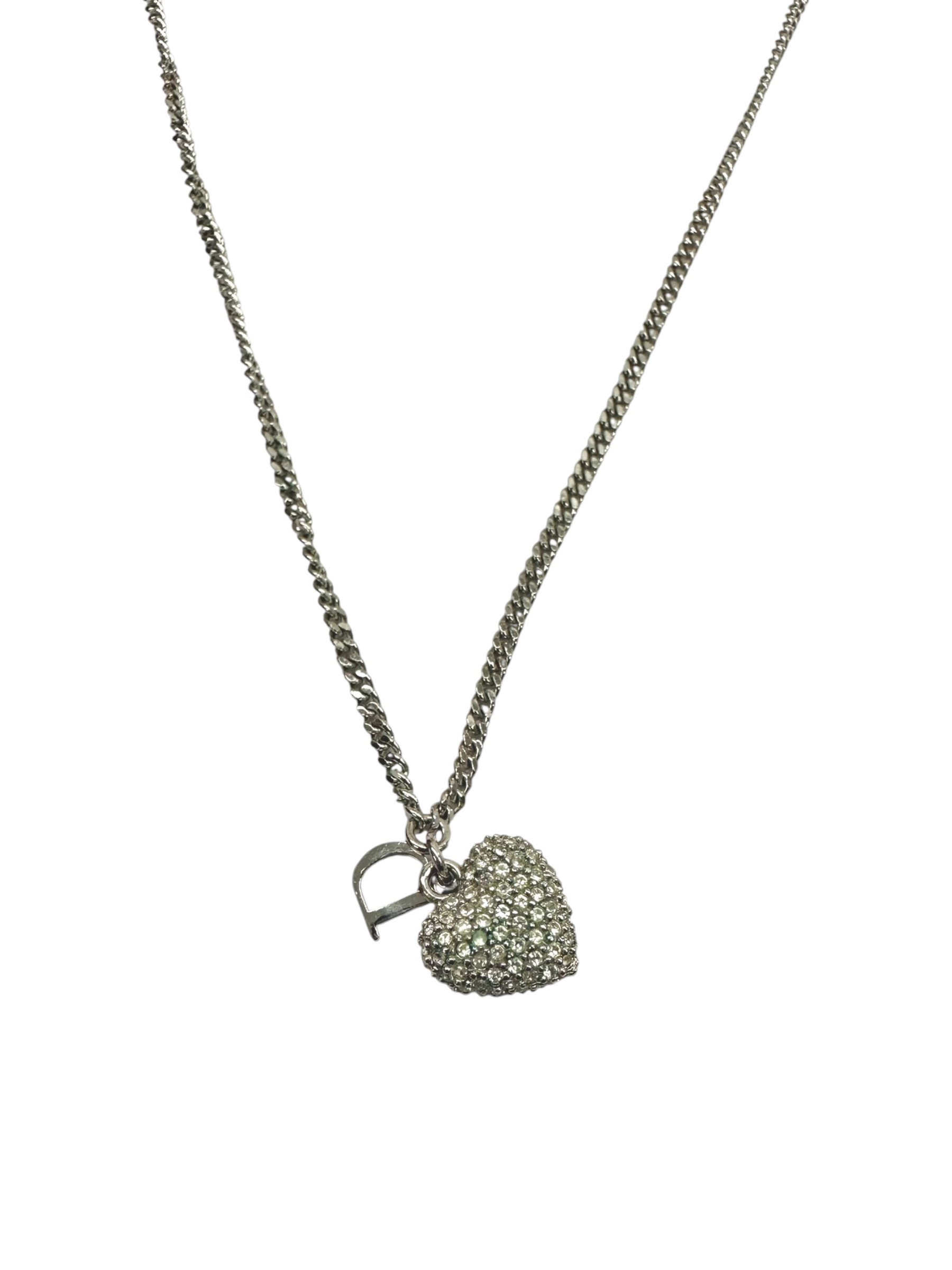 Pre-Owned Vintage Christian Dior Rhinestone Heart Pendant Necklace / Product Code: 080503