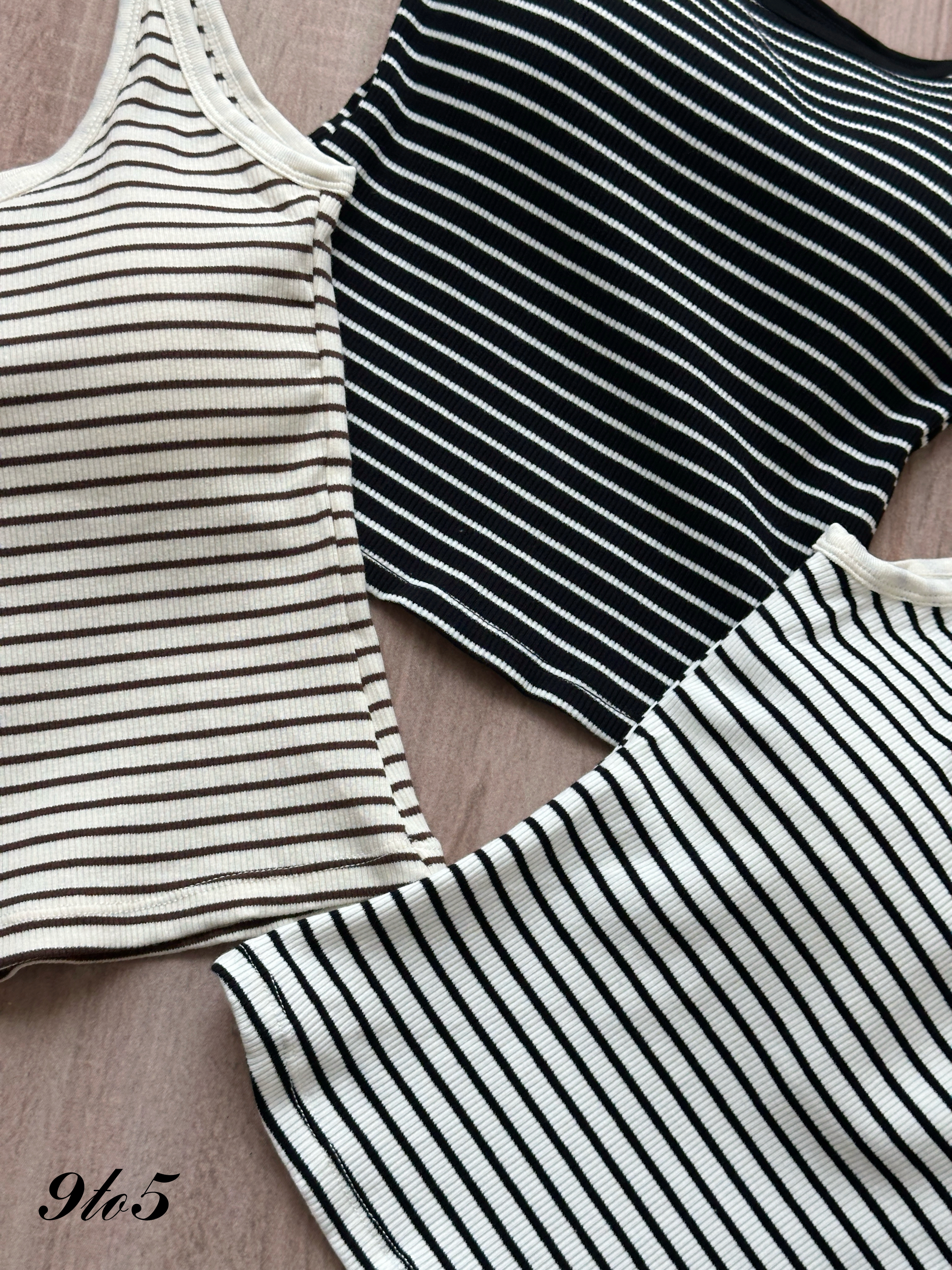 T4411 Striped Ribbed Tank Top - 3 Colors 