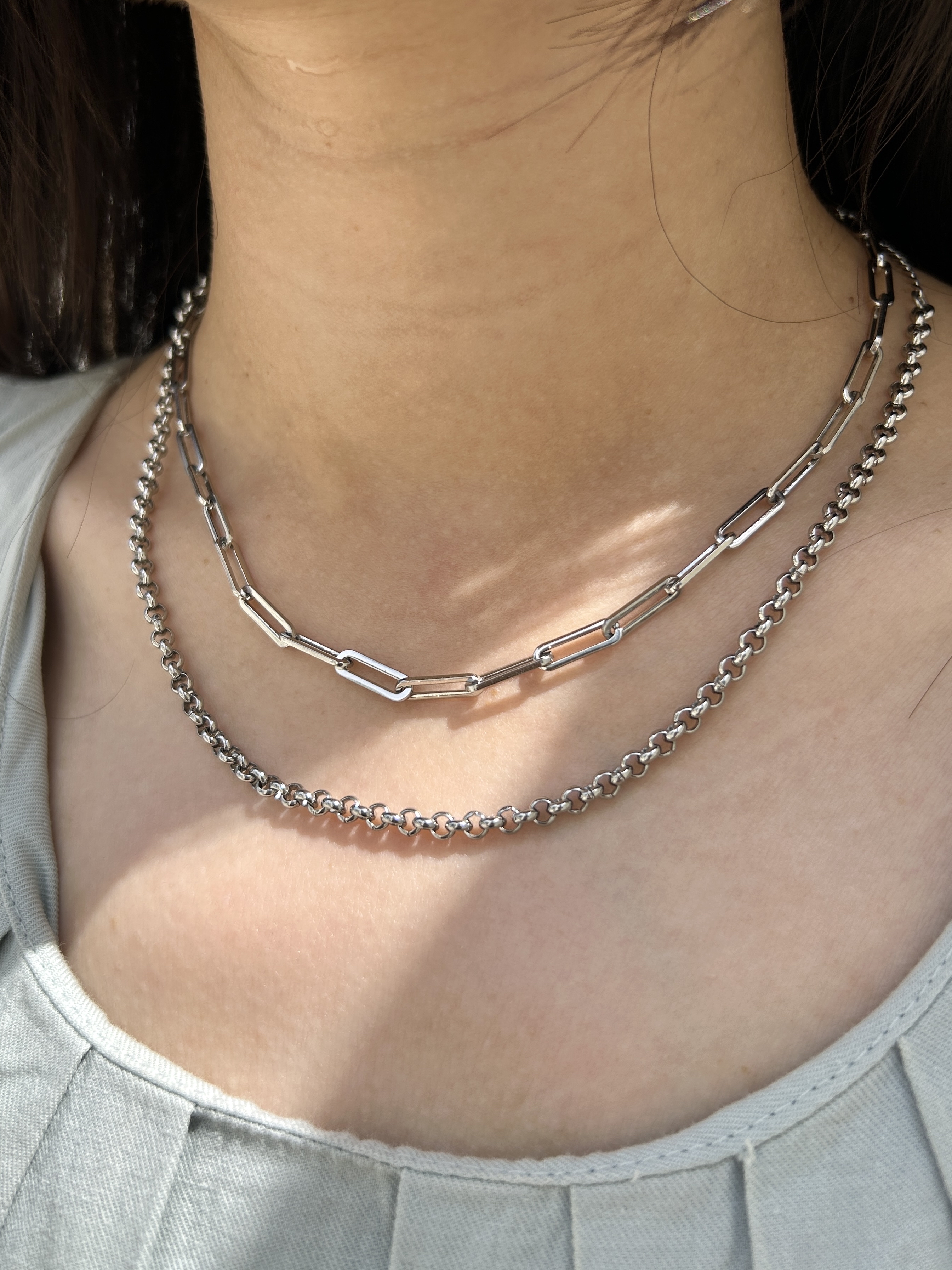 Silver simple chain stainless necklace