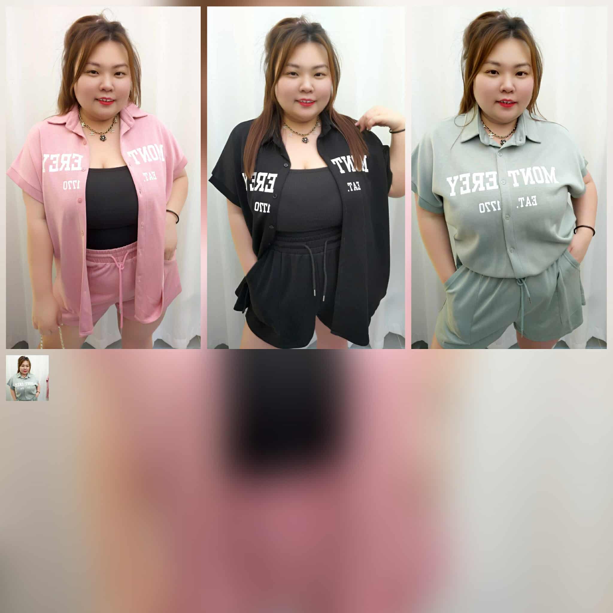 TW#8509 字母开钮上衣裤子套装