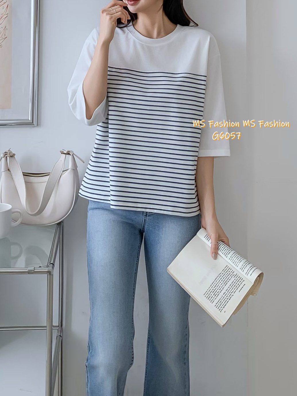 G6057 韓國🇰🇷橫間中袖top