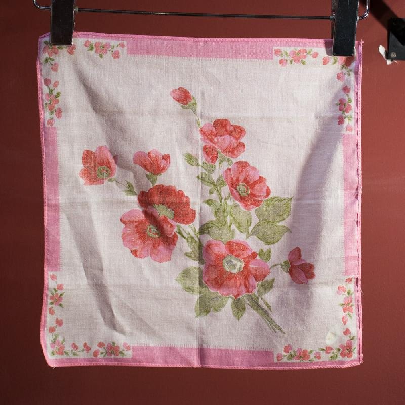 Vintage Double Fish Made in China 雙魚牌 Floral Pattern Handkerchief Set of 2(EV387)