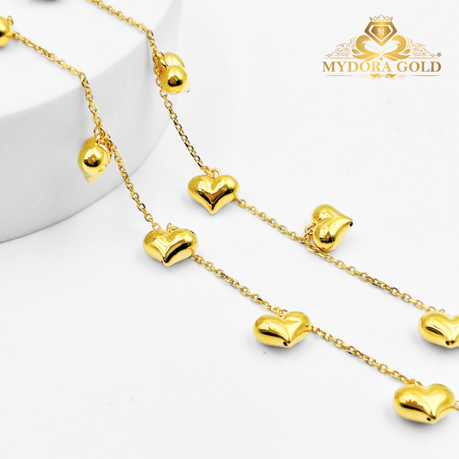 MYDORA Rantai Tangan Sauh Gantung 5 Mini Love Licin l EMAS 916/22K