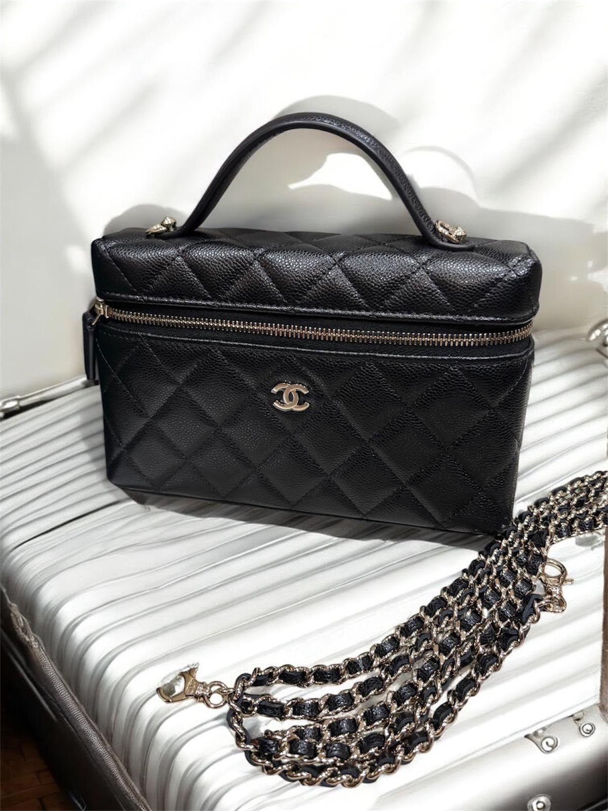 全新 Chanel AP4385 top handle vanity 黑色荔枝牛皮，100%AUTHENTIC,全新brand new  ✅收據✅晶片✅塵袋✅box