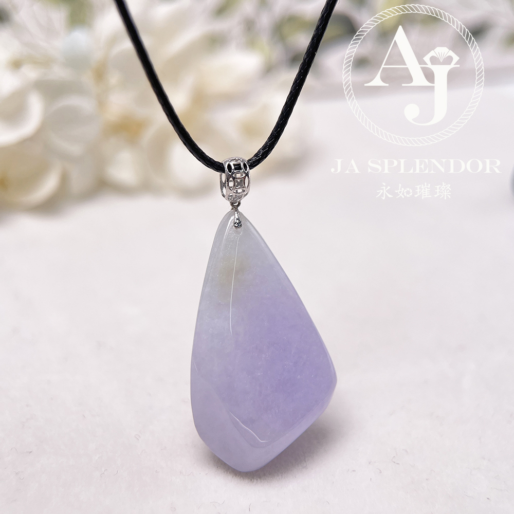 JNK-214 天然翡翠A玉 冰潤紫羅蘭隨形18K金吊墜