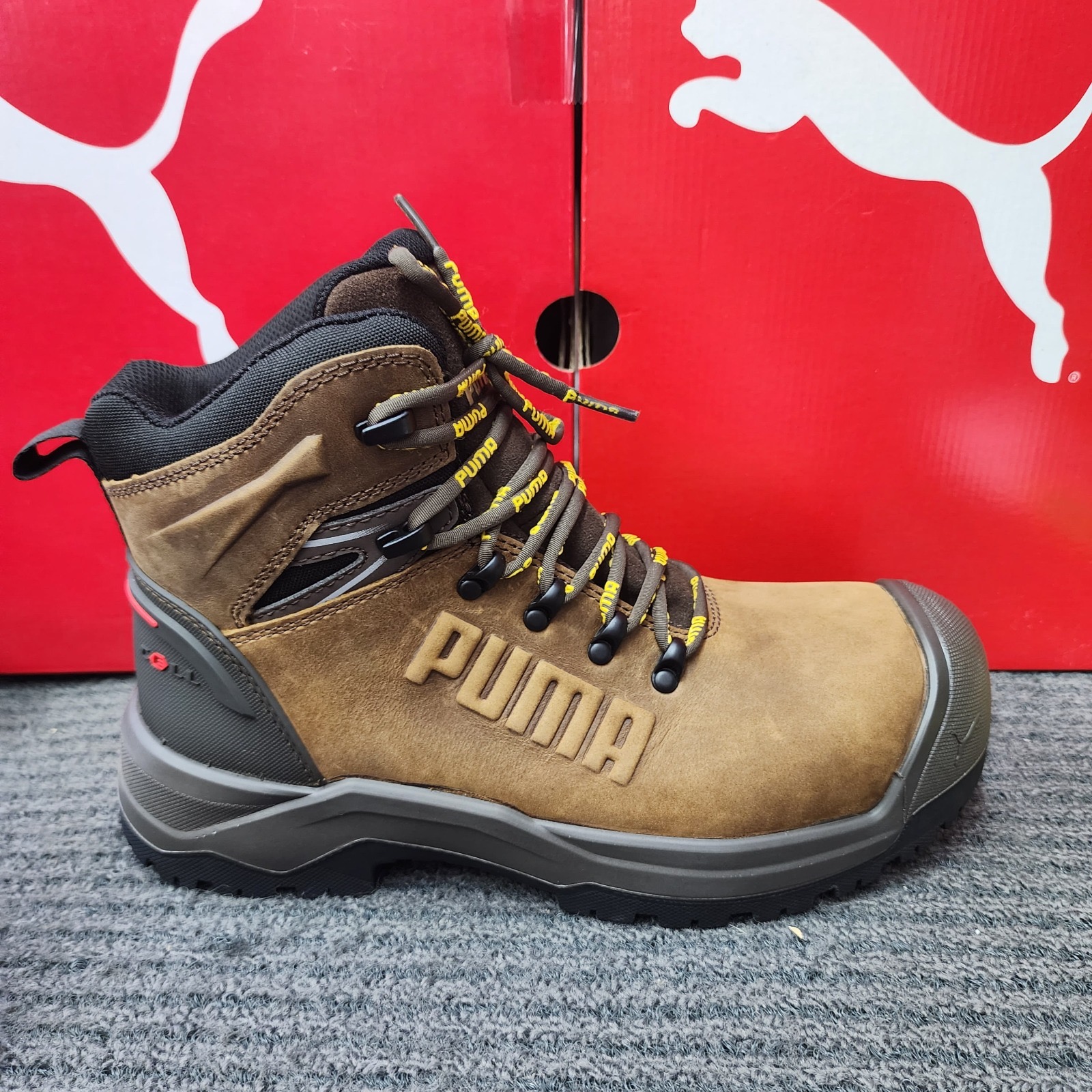 PUMA Safety Shoes 63.271.0 Mid Cut Iron Heavy Duty TPU Rubber Sole Brown 632710 for Oil and Gas