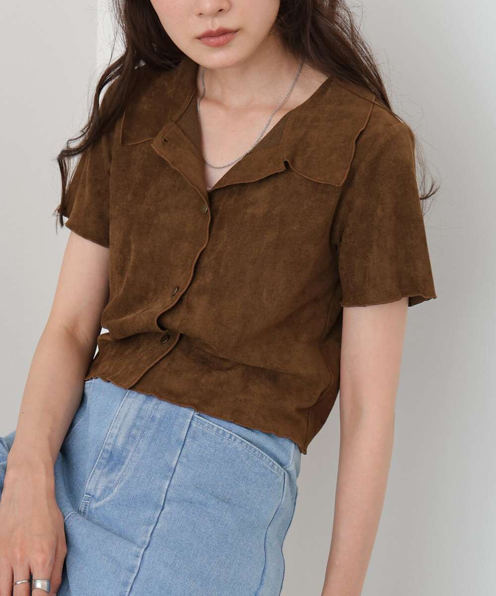 輕薄麂皮短袖襯衫【JT024】