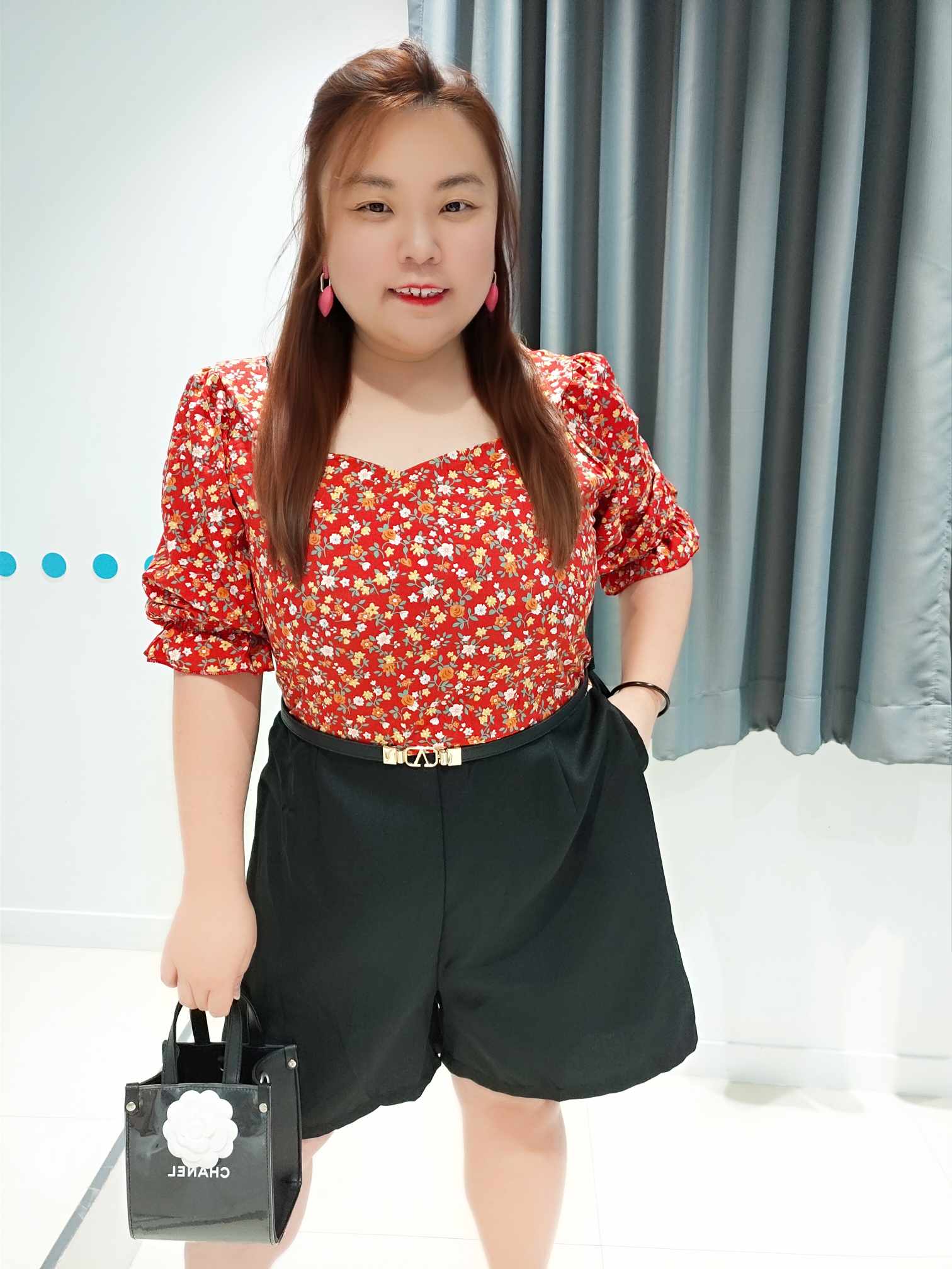 ENA02 TMD0004 碎花拼色连体裤 (胸围 100-130CM) (腰围 30-50寸)