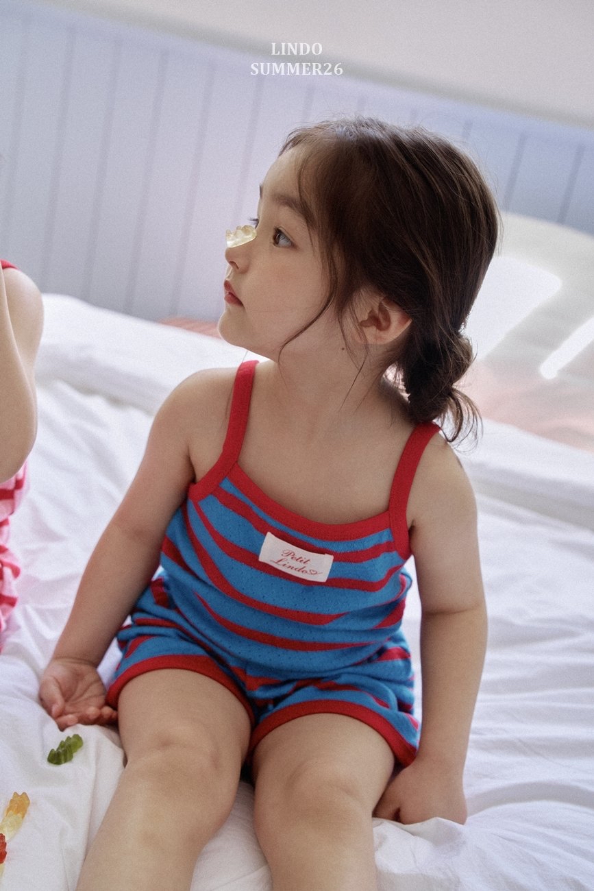 Lindo | Stripe sleeveless set (Blue/Pink M100-105)