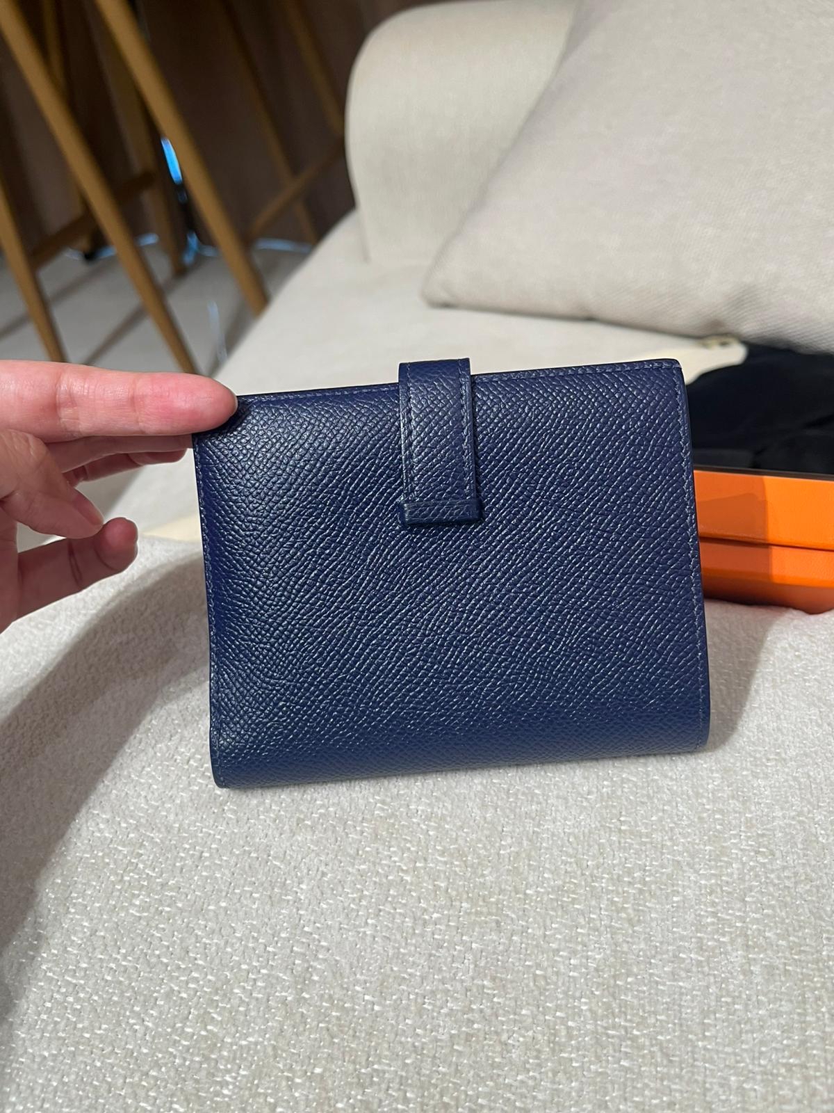 HERMES BEARN WALLET Epsom 牛皮，午夜藍 Stamp X 100%Authentic, 98%new ✅BOX 