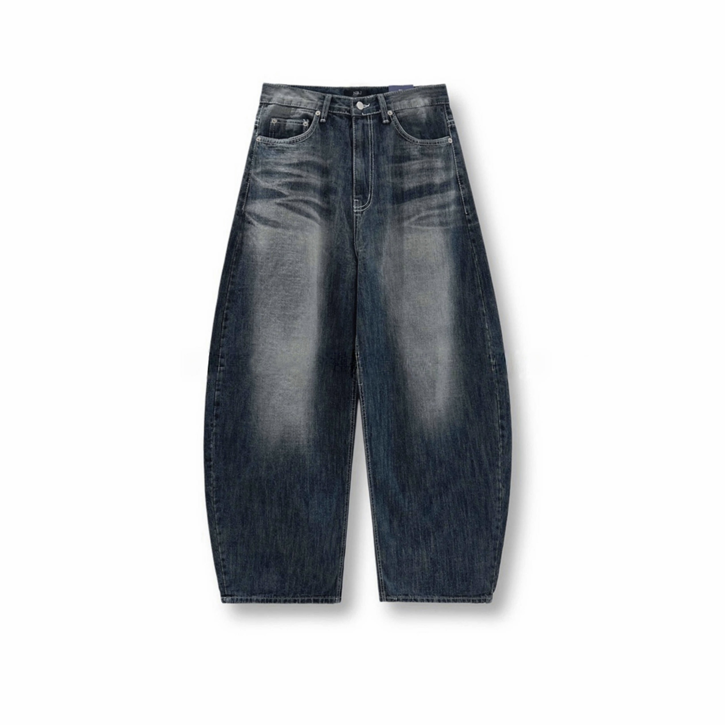 Sanded Washed Wide Leg Denim
