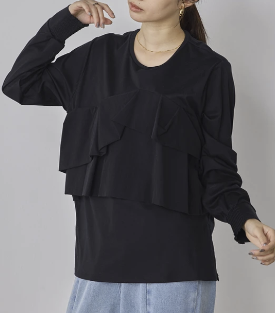 前褶飾圓領T恤 - 2026 流行穿搭  前褶飾T恤 春夏時尚穿搭 獨特設計 成人休閒 時尚穿搭 易於配搭 日本直送   #JP-I-260023