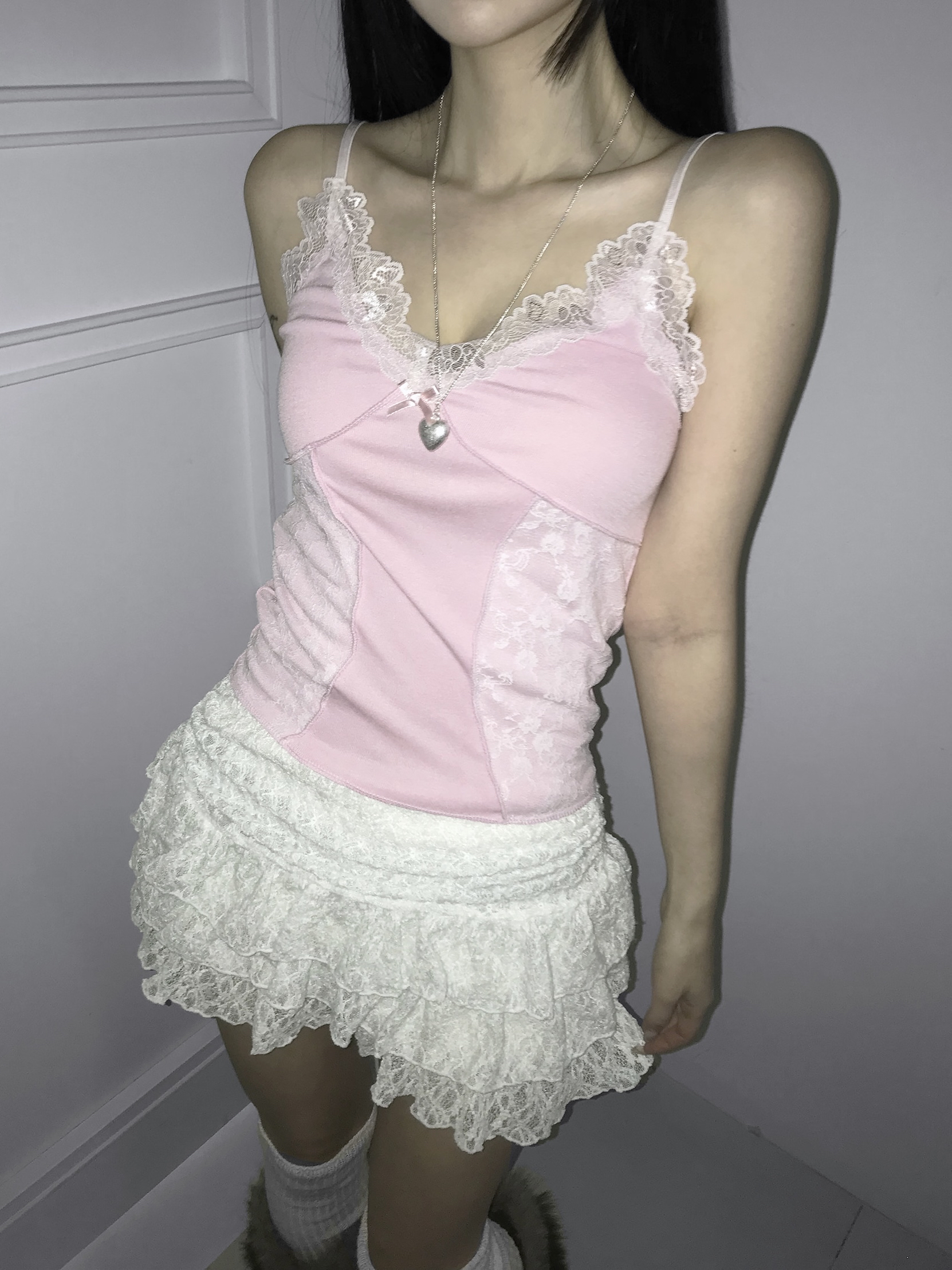 Tiered Ruffled Lace Mini Skirt