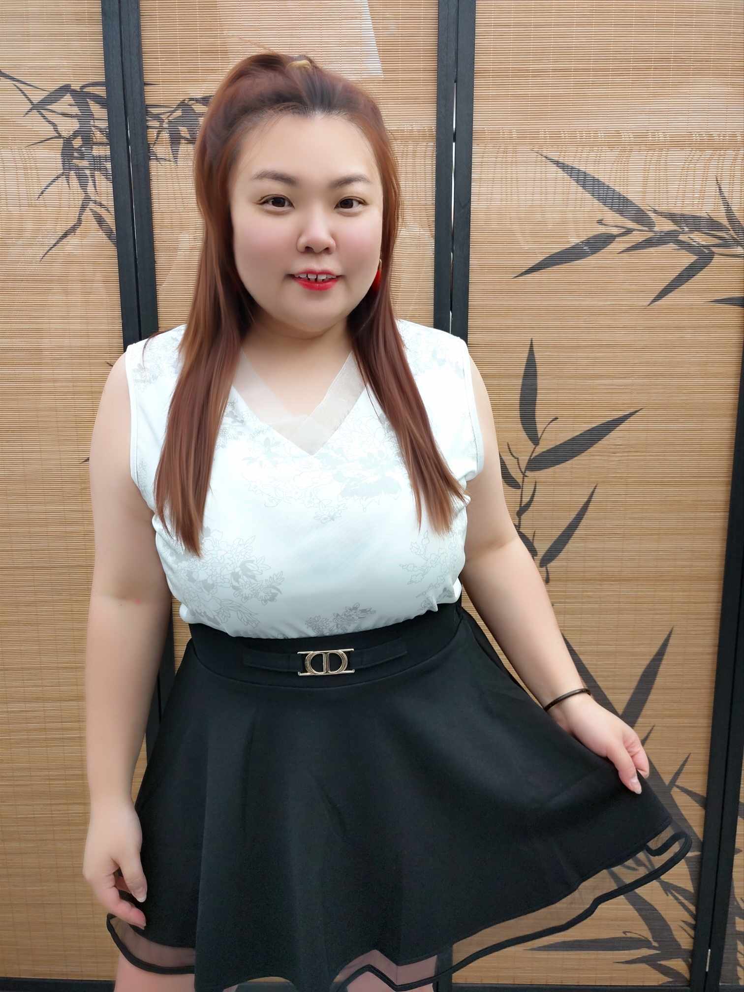 DDE03 拼网纱V领新中式背心