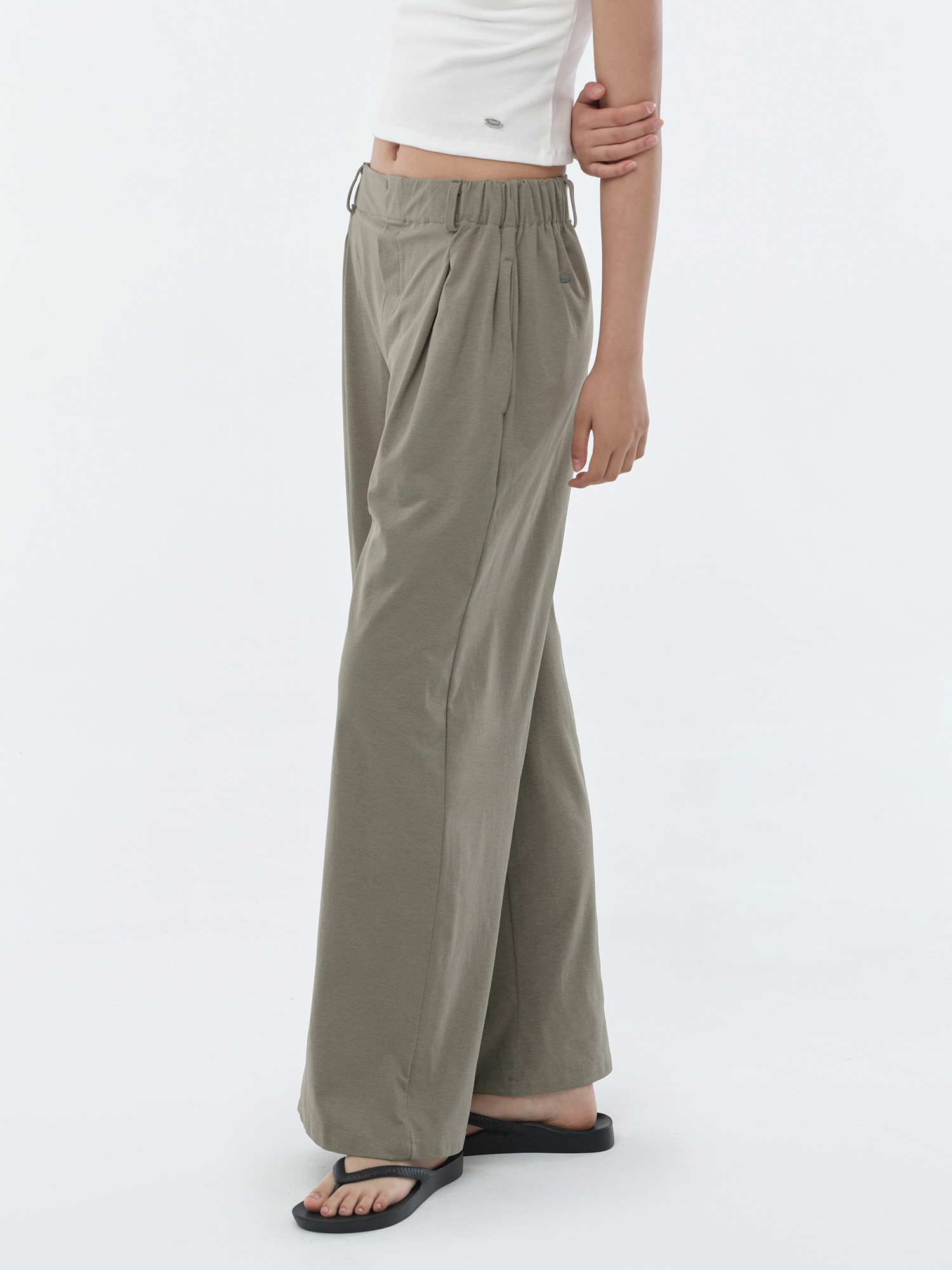 預購_Side Shirring Banding Wide Pantsby Conch
