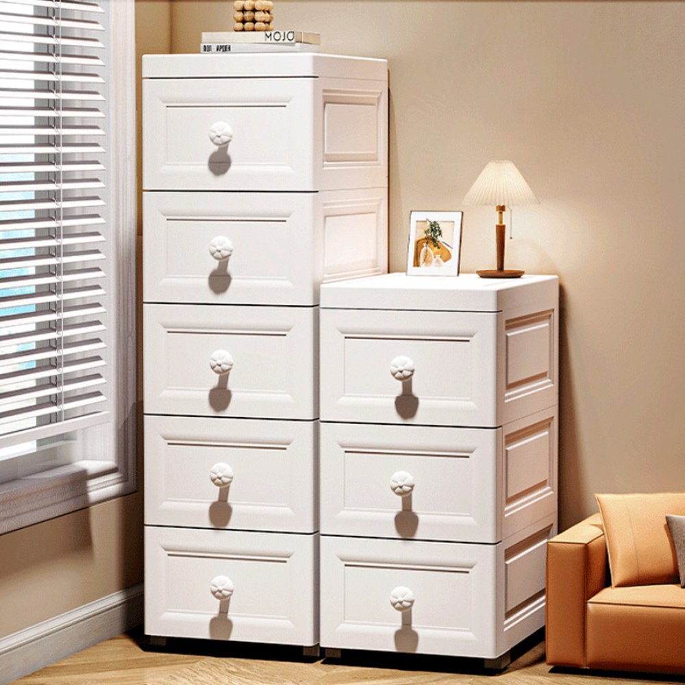 夾縫收納柜 抽屜式 洗手間儲物盒 廚房儲物柜 房間收納柜 置物架 25cm 三層 [平行進口] HK2734