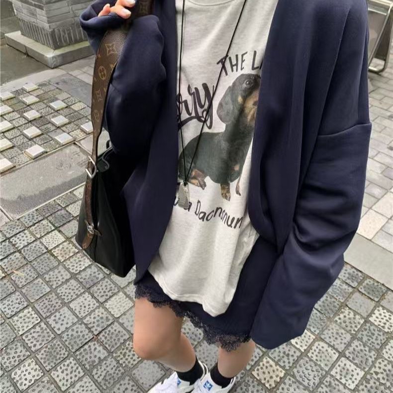 TP584小狗复古印花上衣