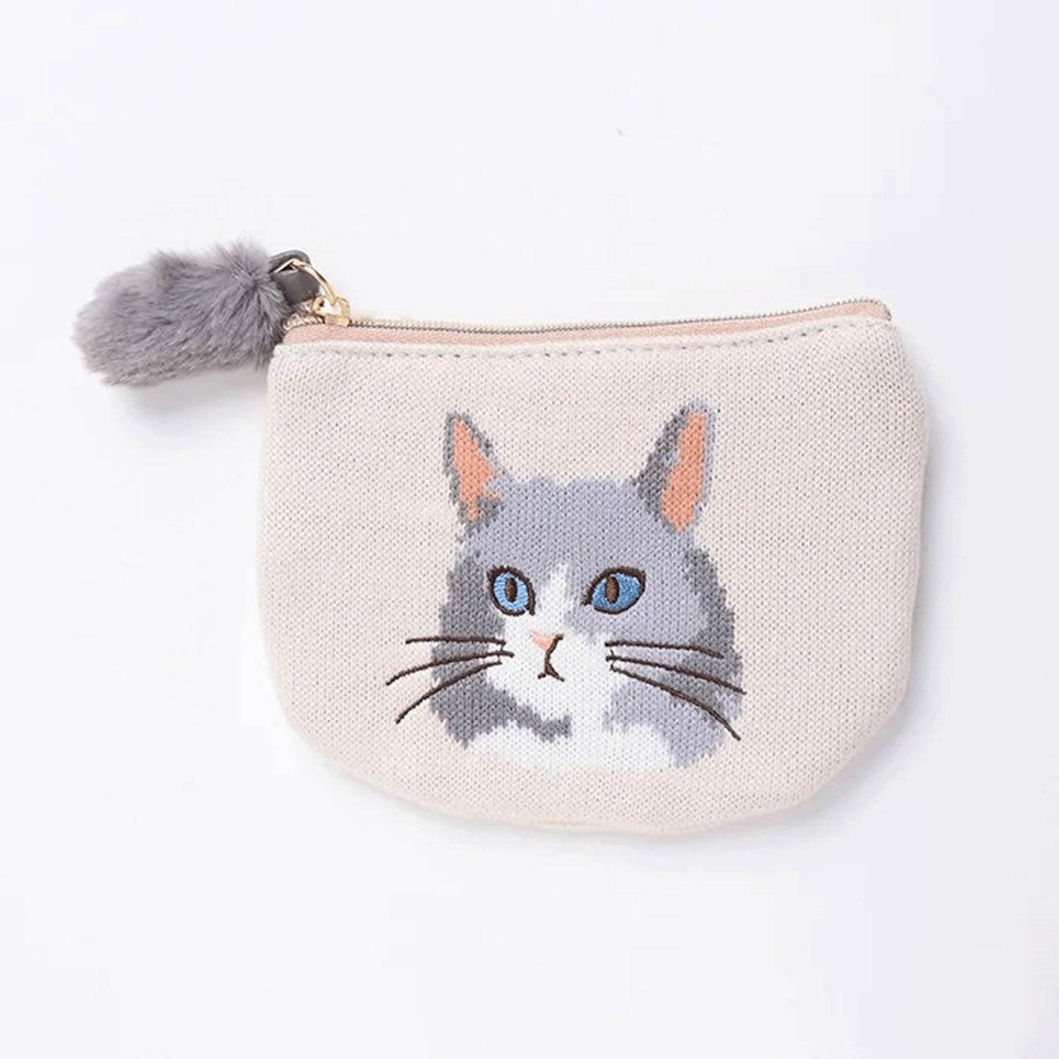 FLOWERING - 半月零錢包 (米色長毛貓款)