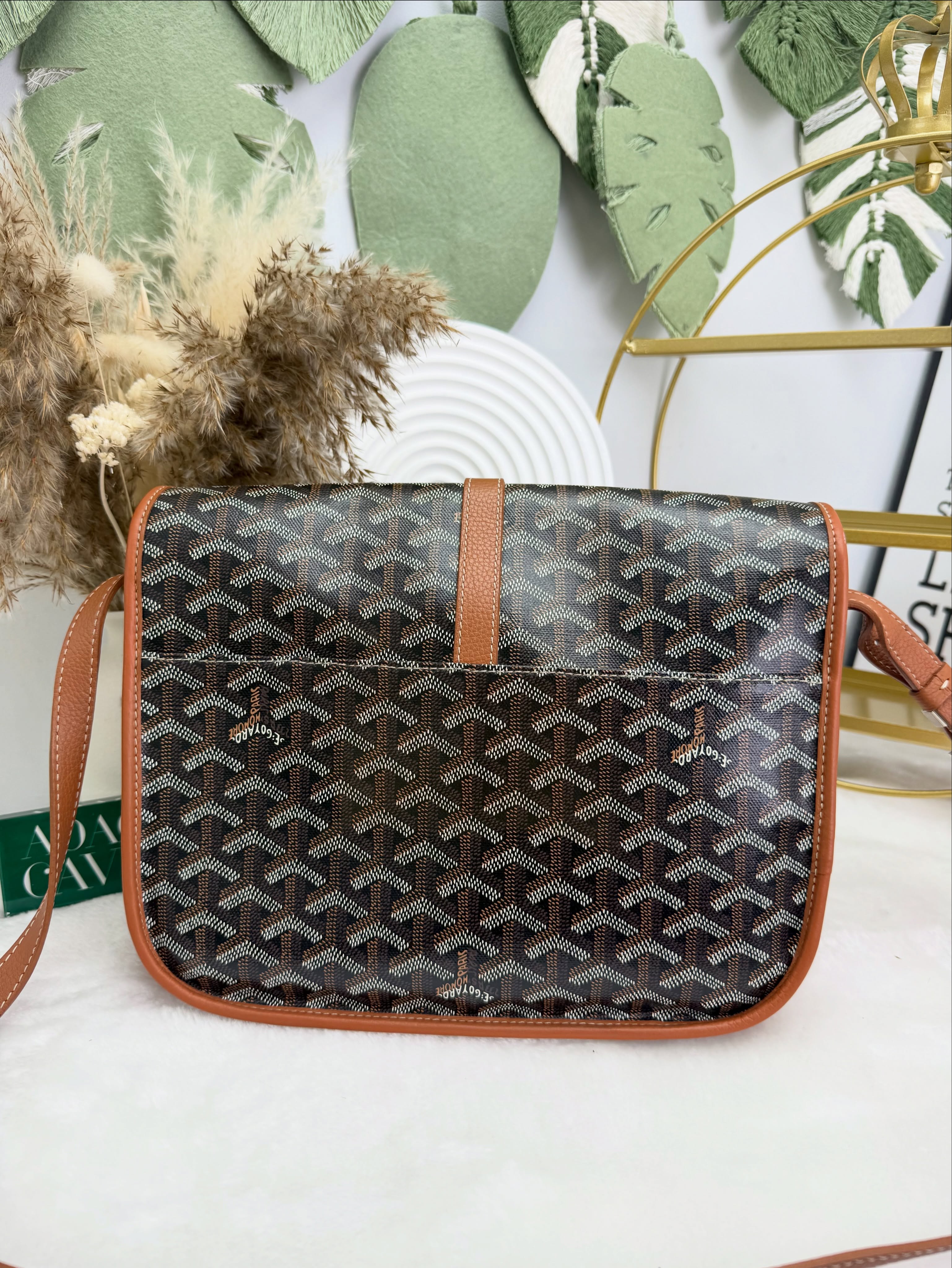 👜 PRE OWNED 🛍️郵差包mm size黑棕色🖤🤎