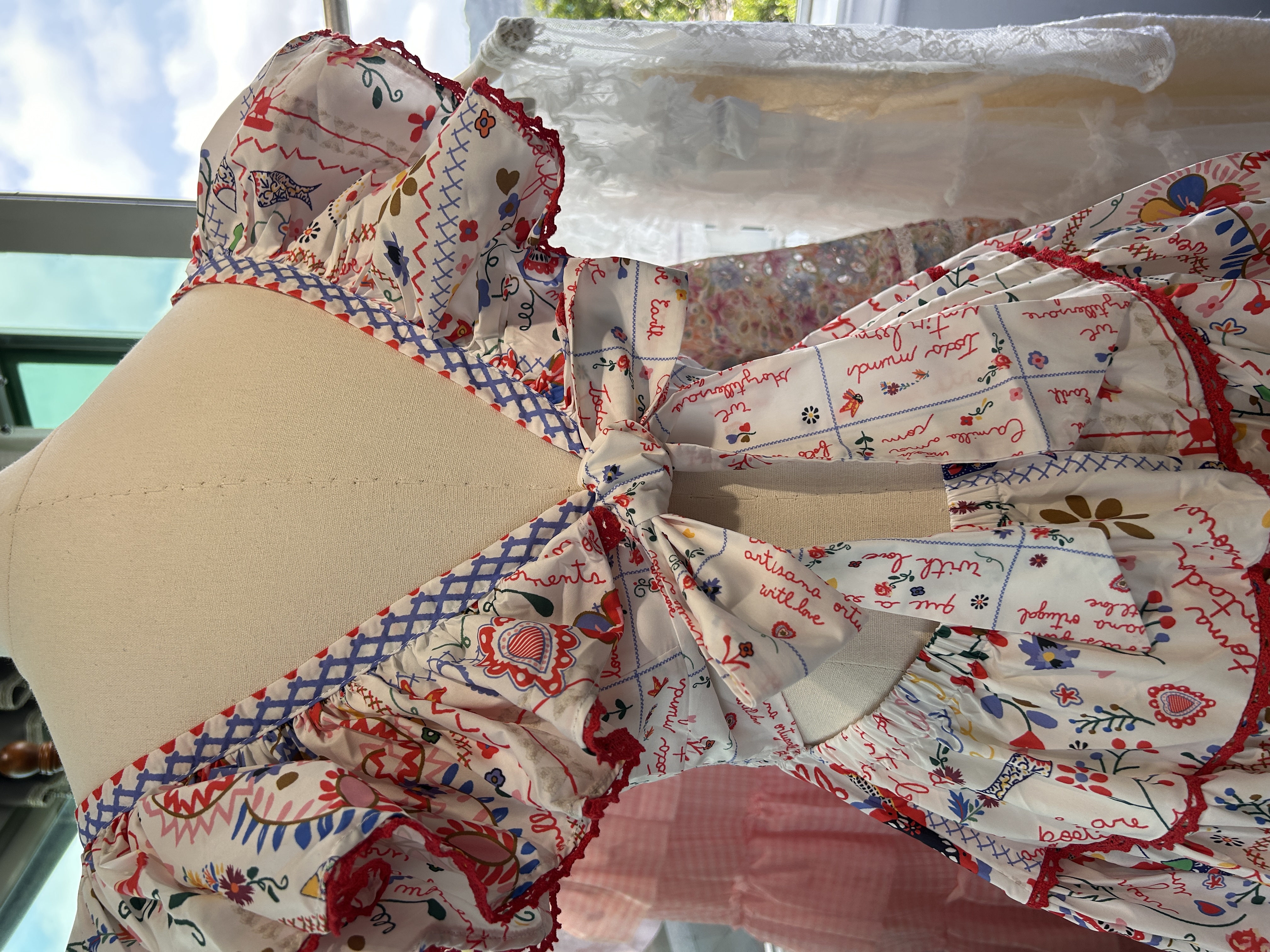 歐美風藍白/紅白印花連衣裙