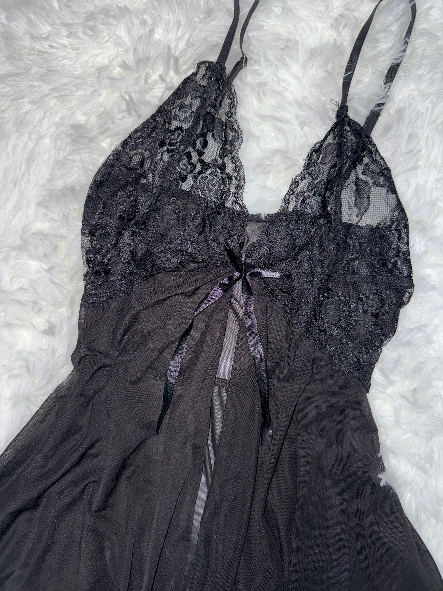 Lace Sheer Pixie Hem Nightgown